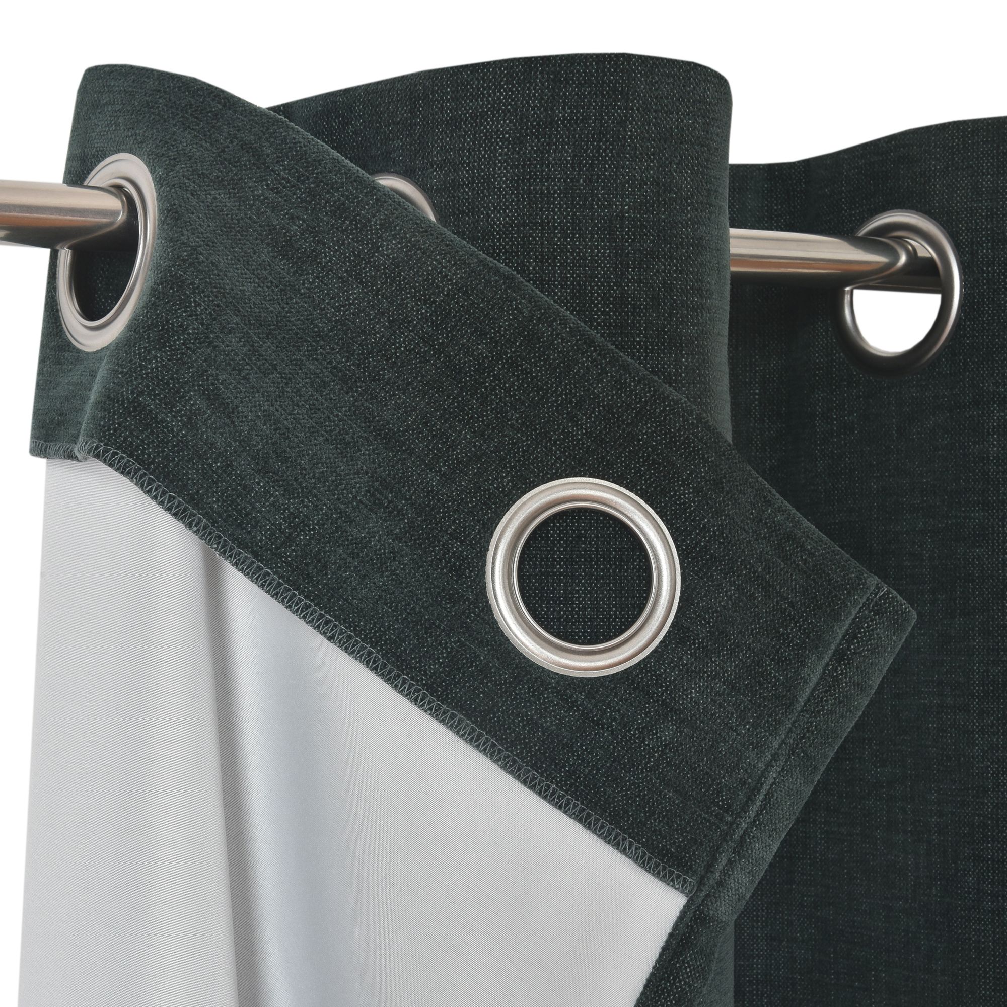 Arntzen Dark green Plain woven Lined Eyelet Curtain (W)167cm (L)228cm, Pair