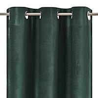 Arntzen Dark green Plain woven Lined Eyelet Curtain (W)228cm (L)228cm, Pair
