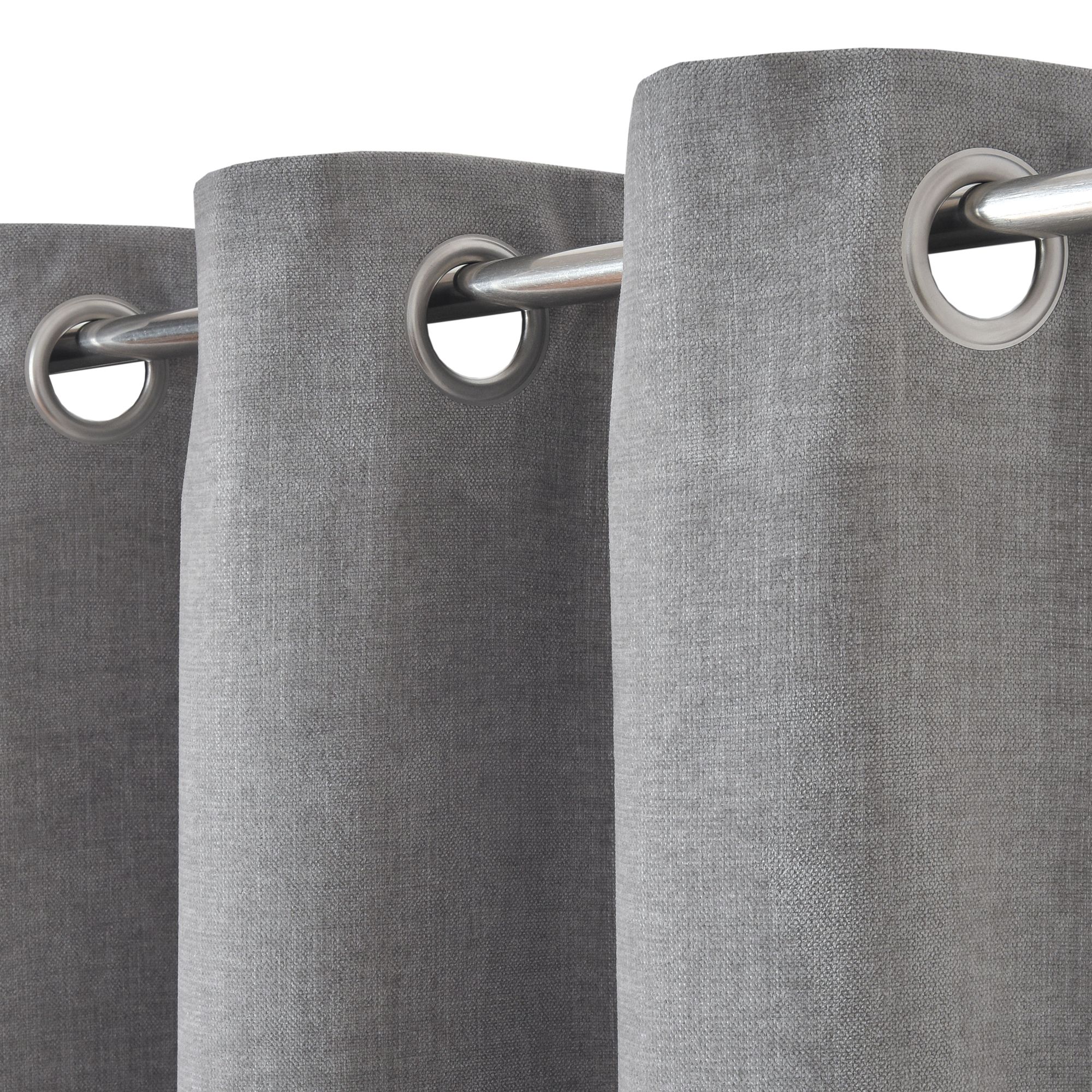 Arntzen Grey Plain woven Lined Eyelet Curtain (W)228cm (L)228cm, Pair
