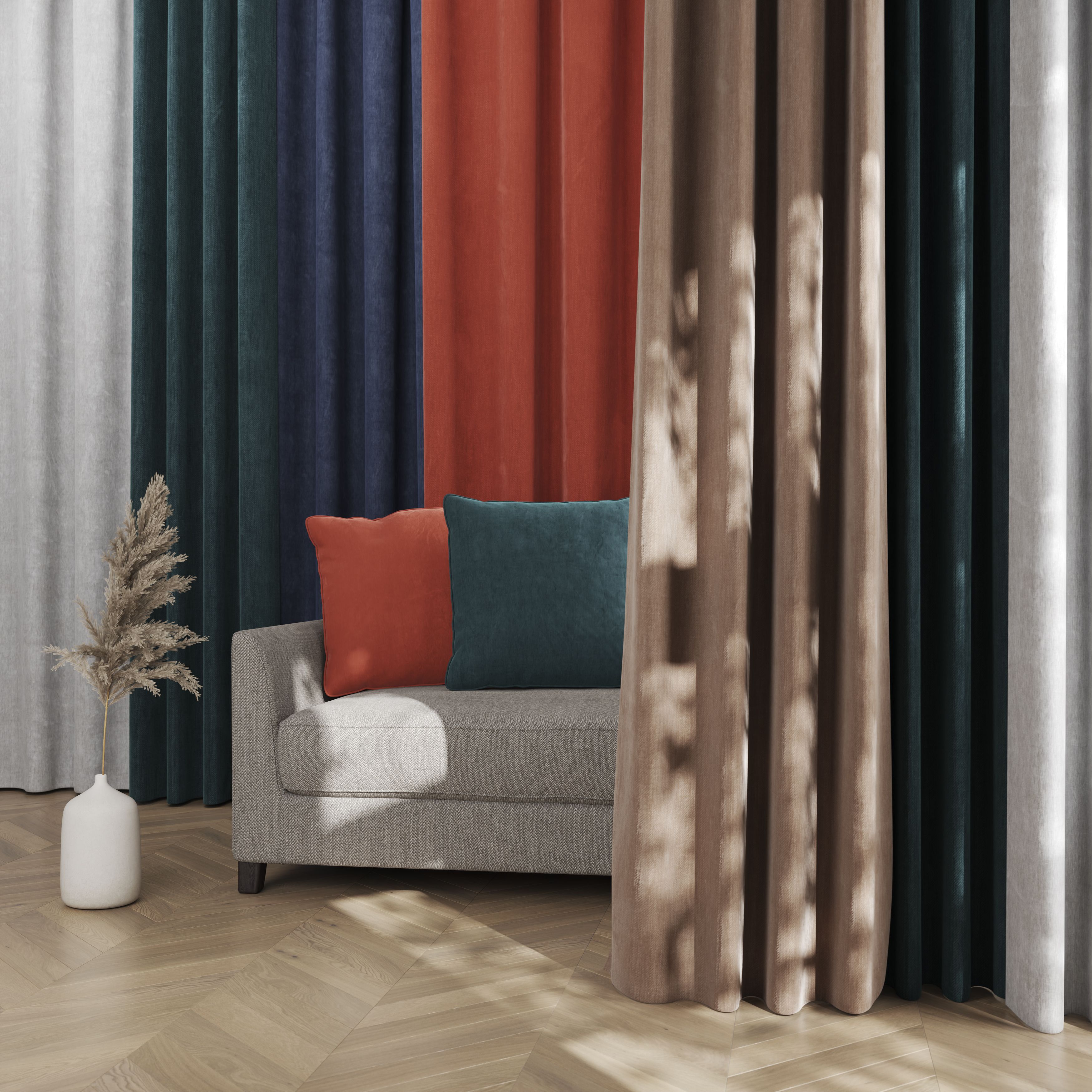 Arntzen Grey Plain woven Lined Eyelet Curtain (W)228cm (L)228cm, Pair