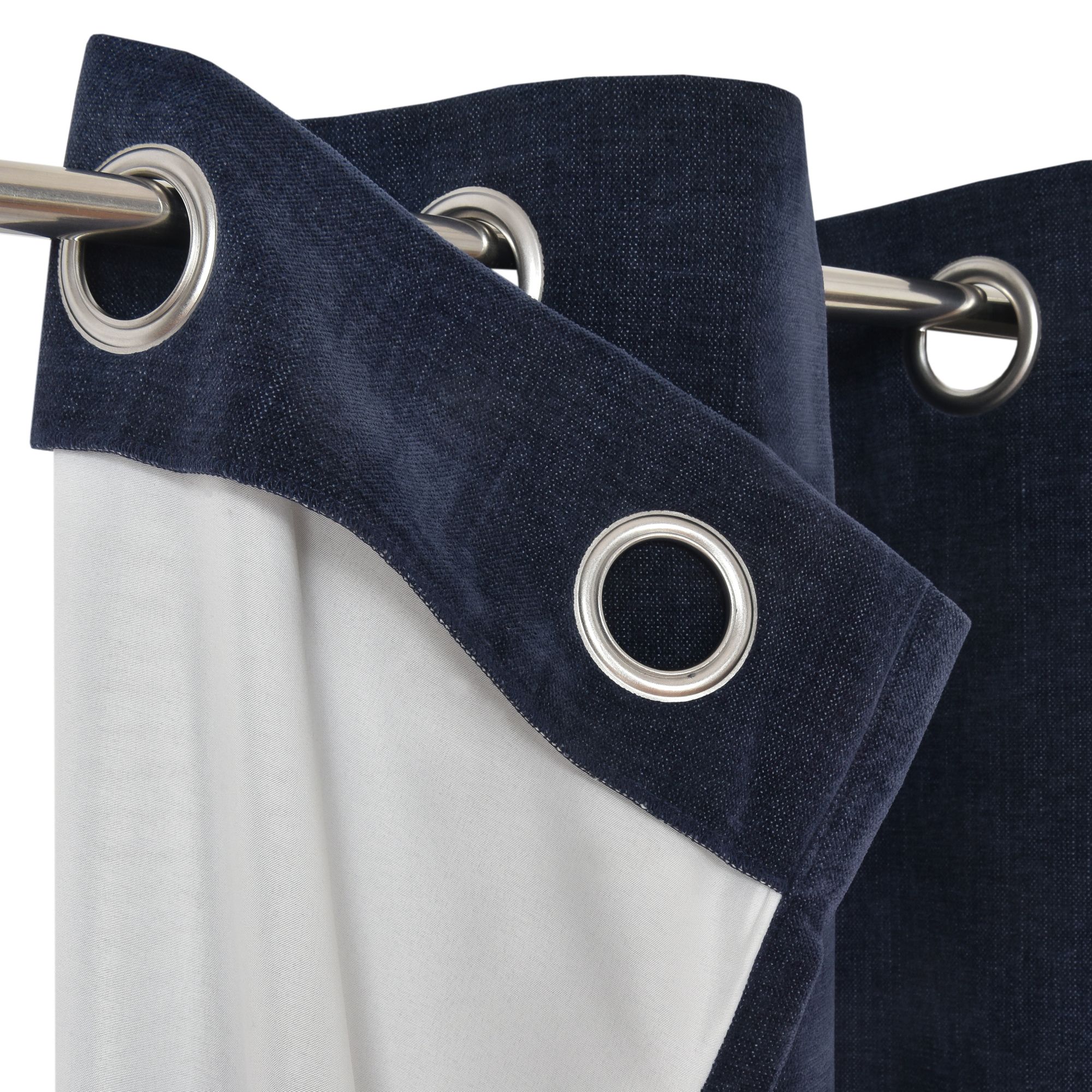 Arntzen Navy Plain woven Lined Eyelet Curtain (W)167cm (L)183cm, Pair