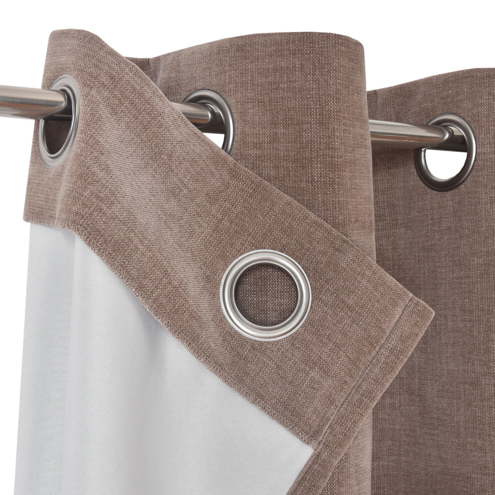 Arntzen Taupe Plain woven Lined Eyelet Curtain (W)167cm (L)183cm, Pair