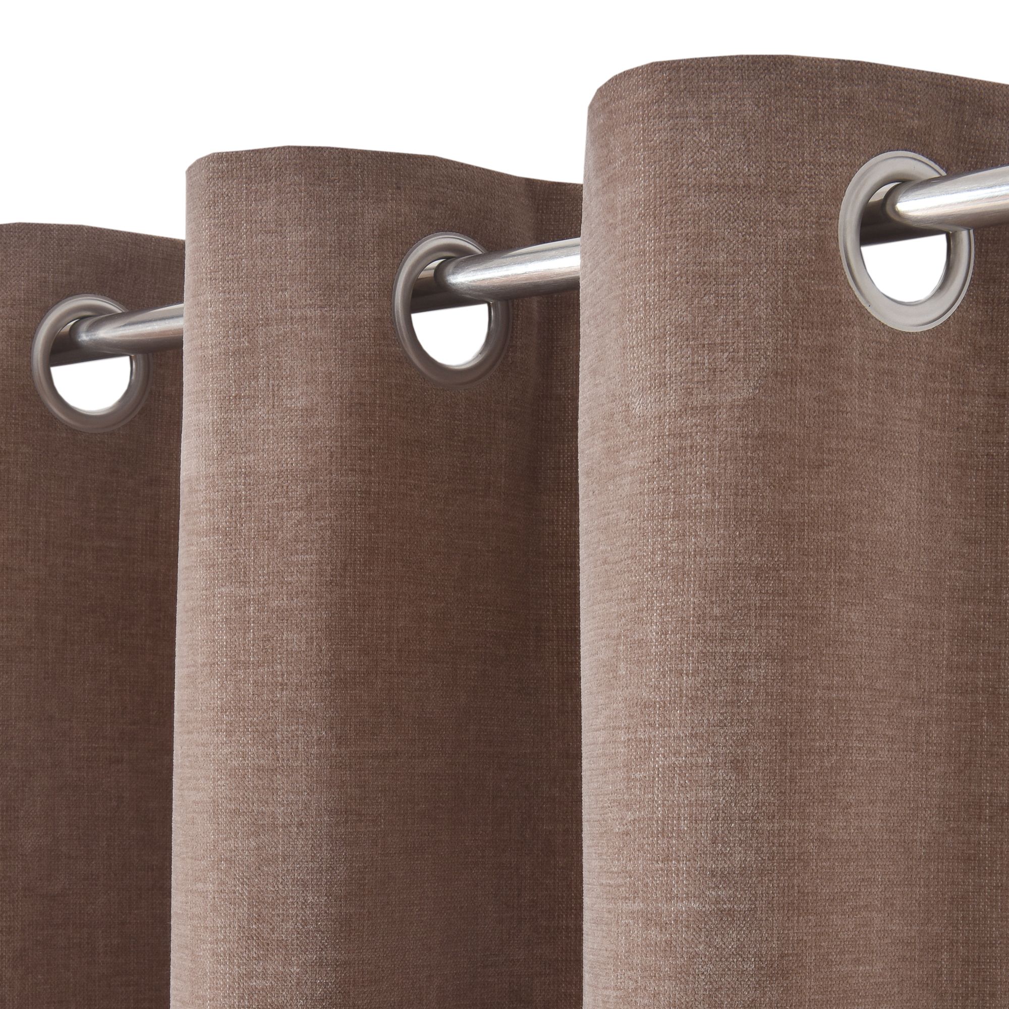 Arntzen Taupe Plain woven Lined Eyelet Curtain (W)167cm (L)183cm, Pair
