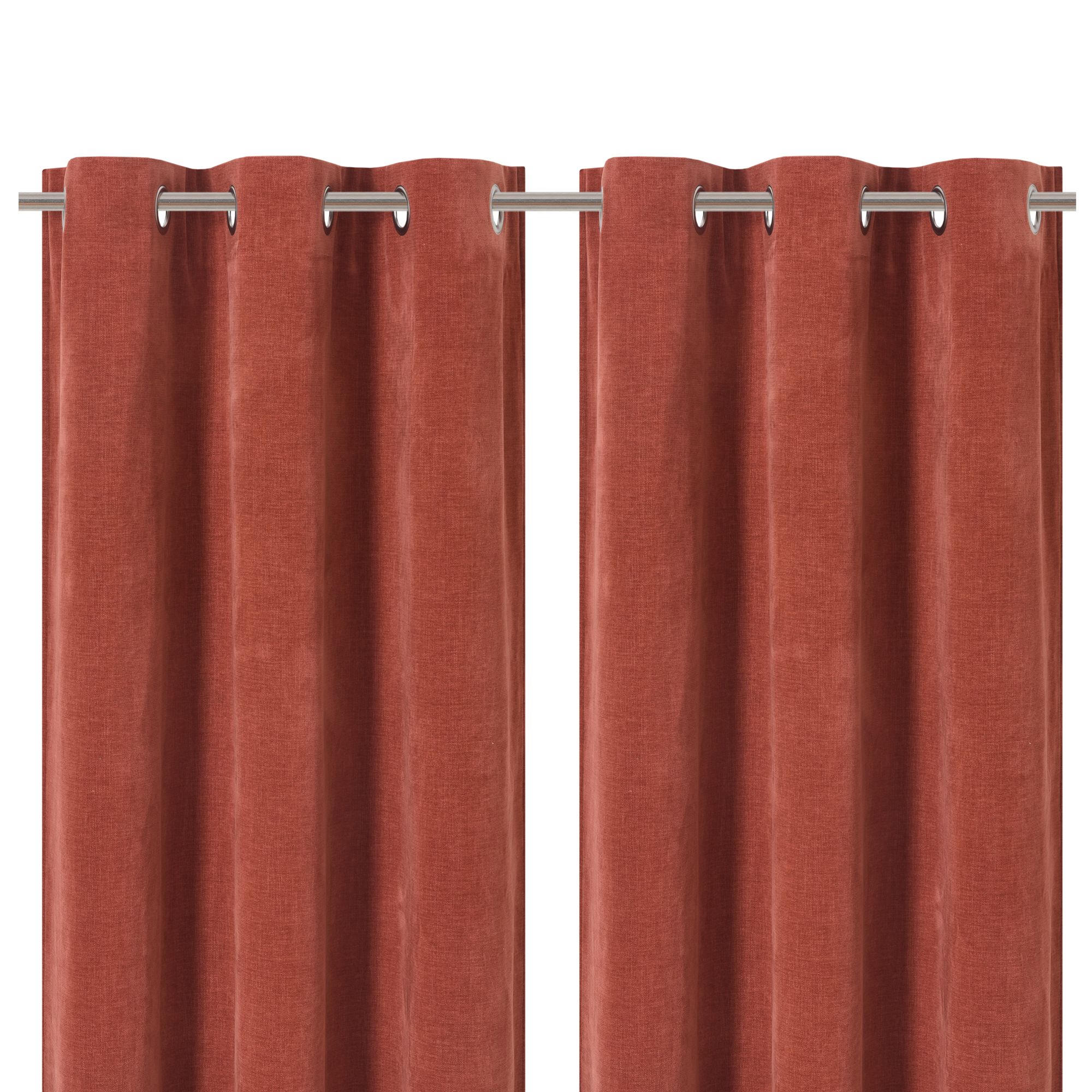 Arntzen Terracotta Plain woven Lined Eyelet Curtain (W)117cm (L)137cm, Pair