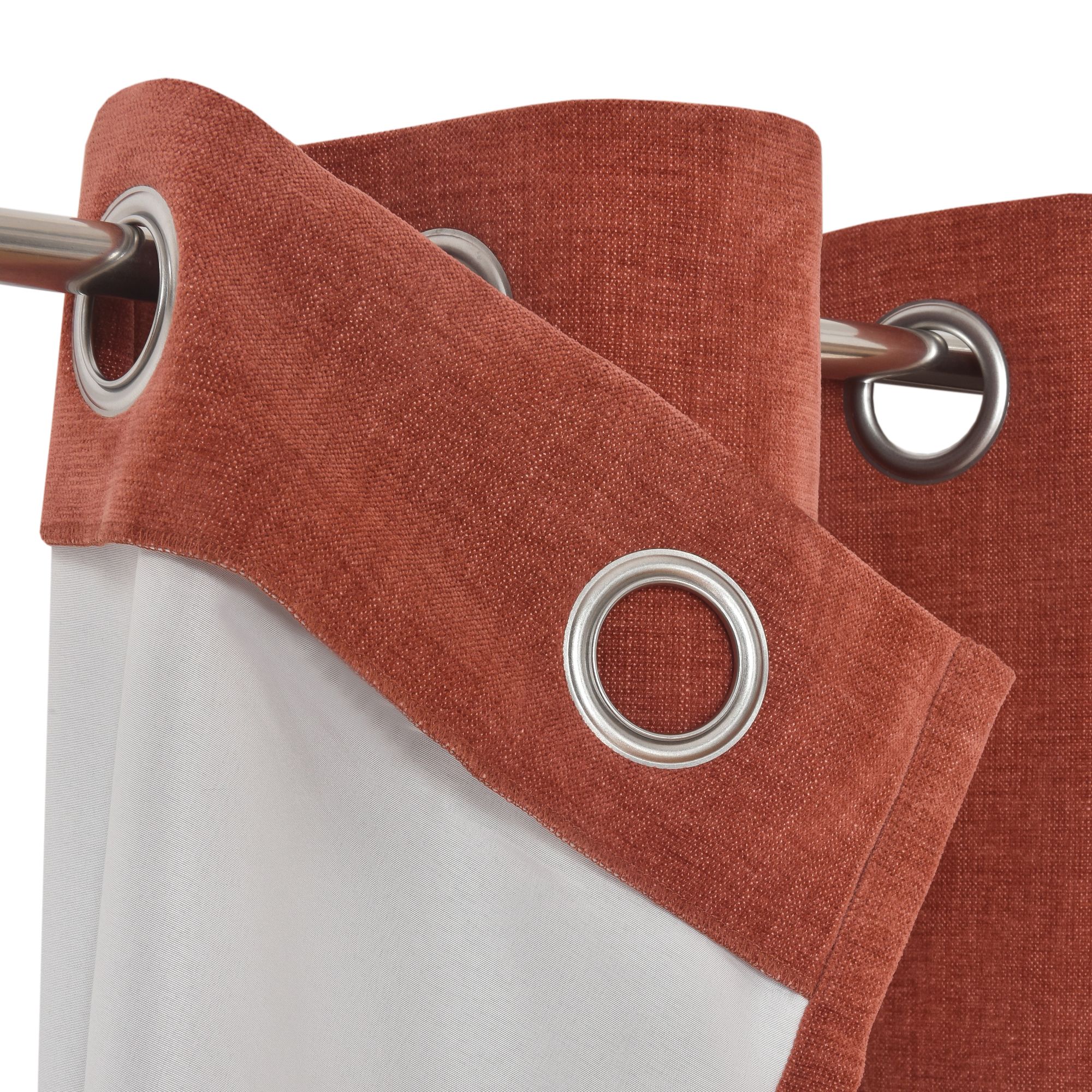 Arntzen Terracotta Plain woven Lined Eyelet Curtain (W)228cm (L)228cm, Pair