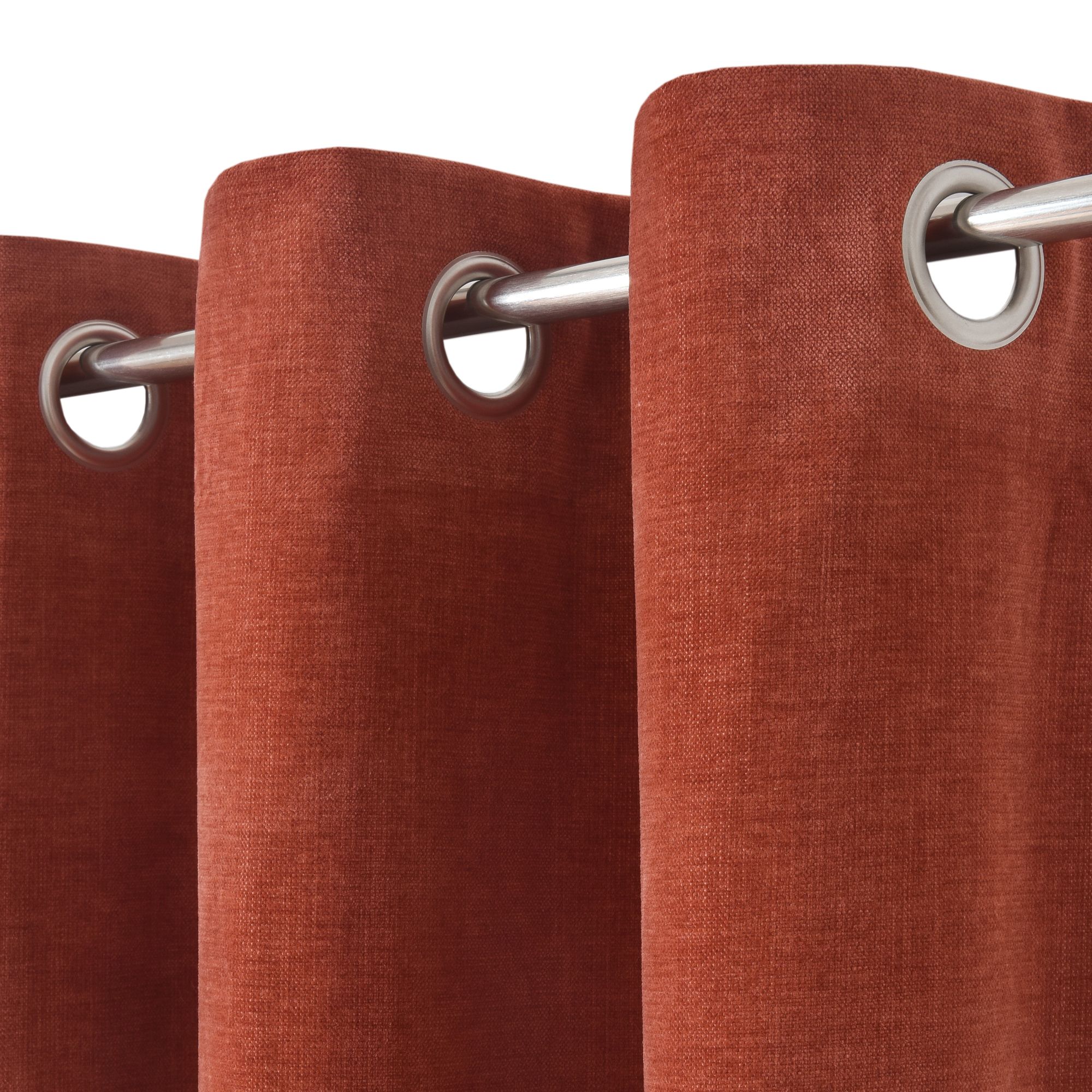Arntzen Terracotta Plain woven Lined Eyelet Curtain (W)228cm (L)228cm, Pair