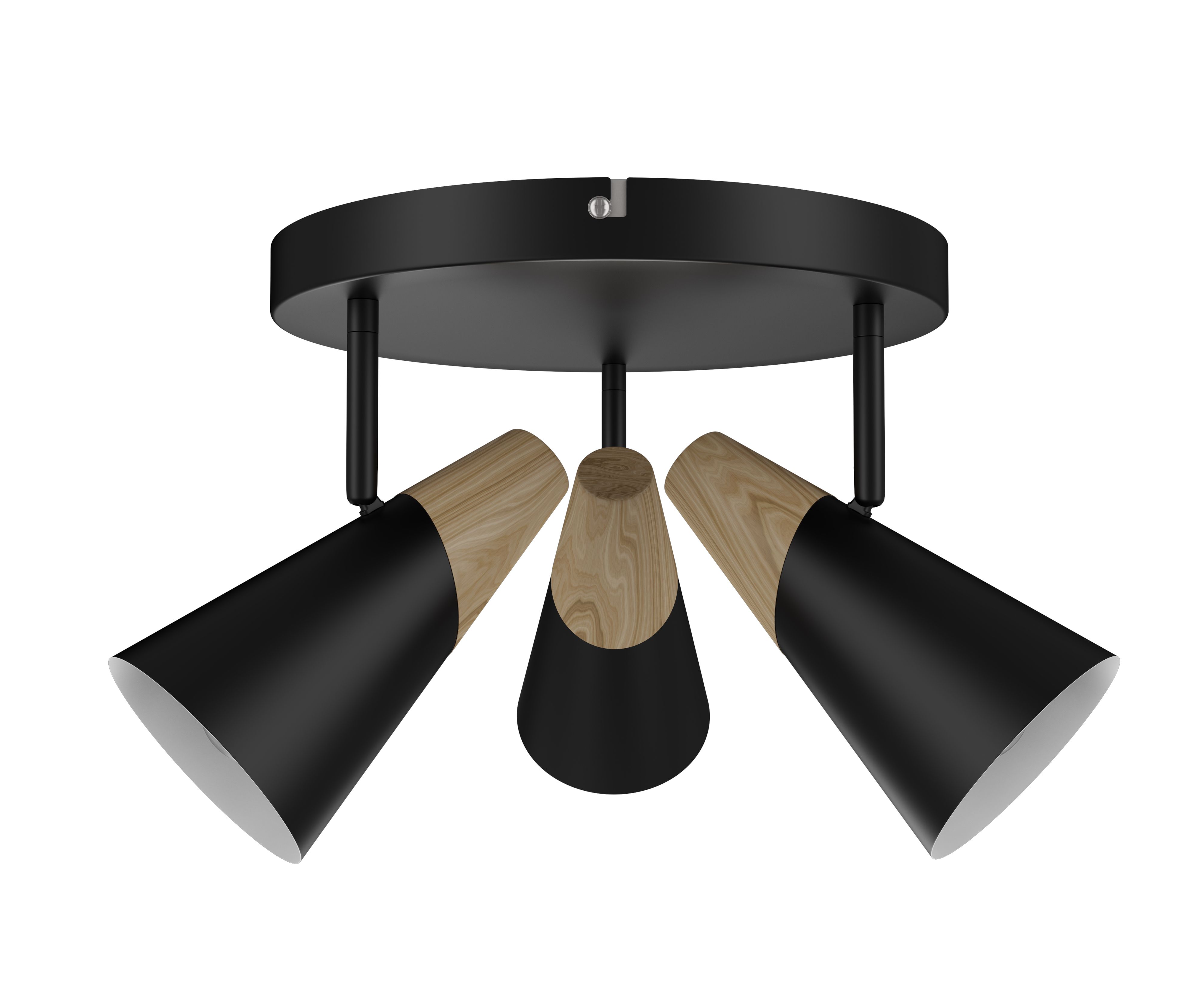 Arraqis Plate Matt Black Wood effect 3 Light Spotlight