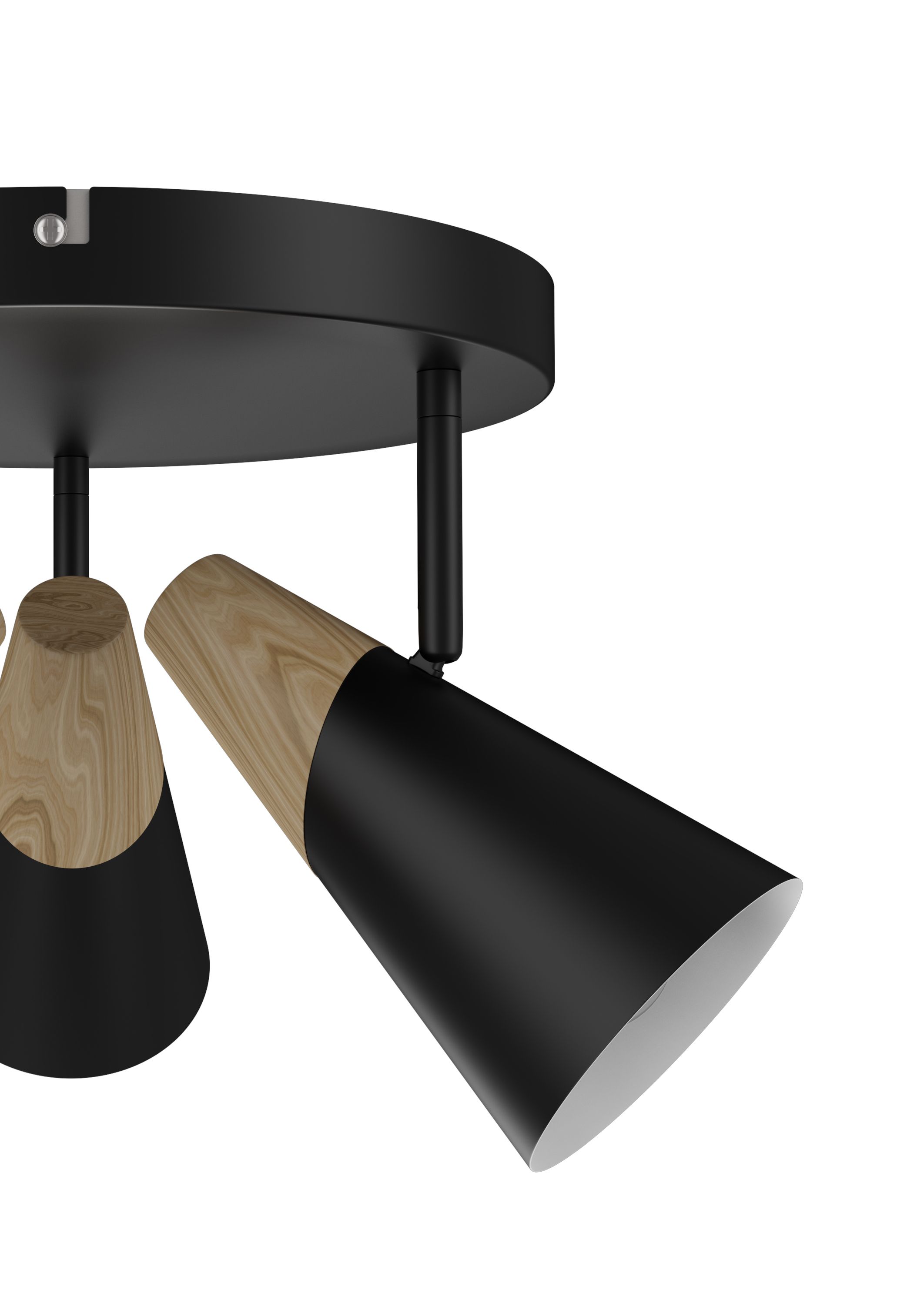 Arraqis Plate Matt Black Wood effect 3 Light Spotlight