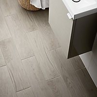 Arrezo Grey Matt Wood effect Porcelain Wall & floor Tile Sample
