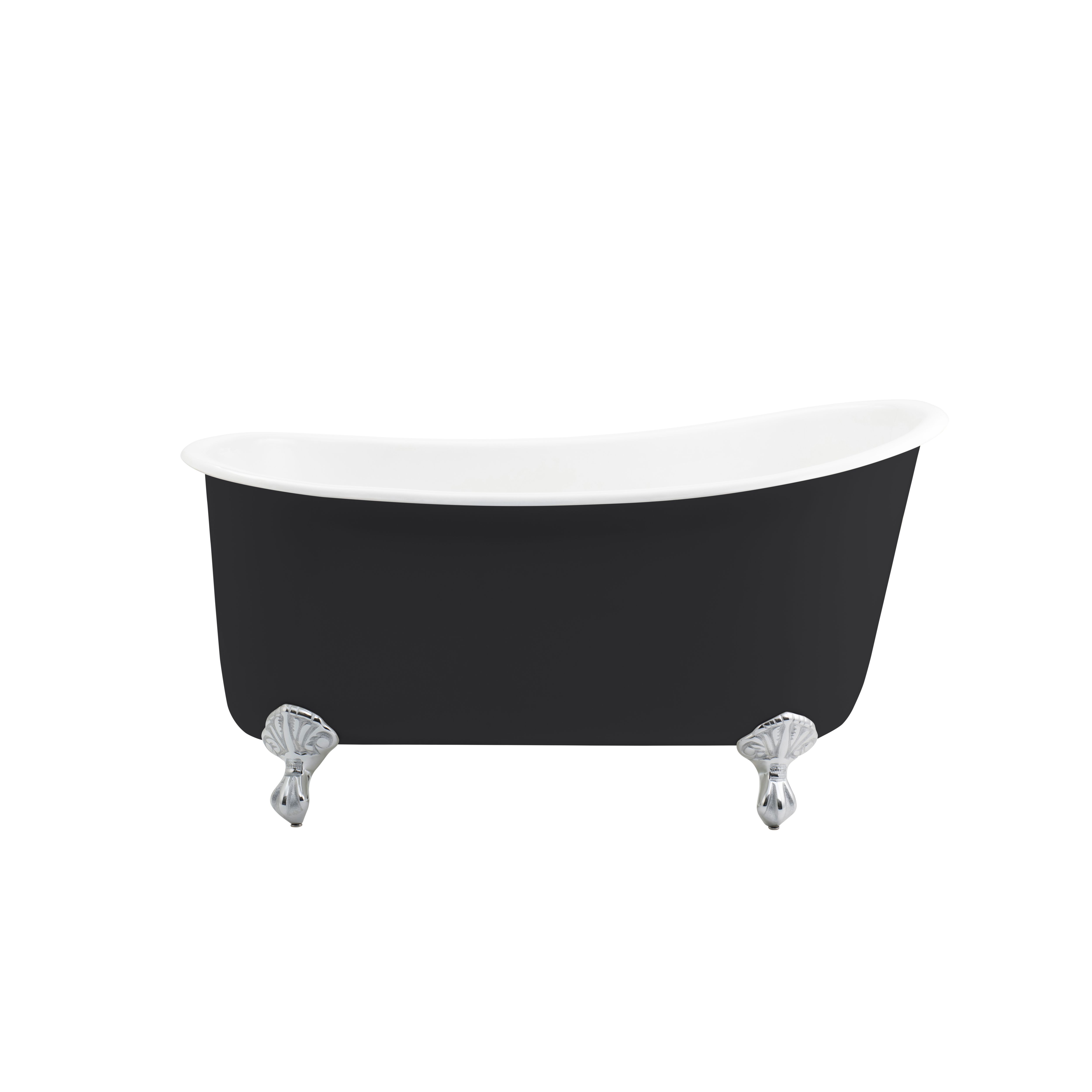 Arroll Ambrose Gloss Black Single ended Bath (L)1370mm (W)740mm