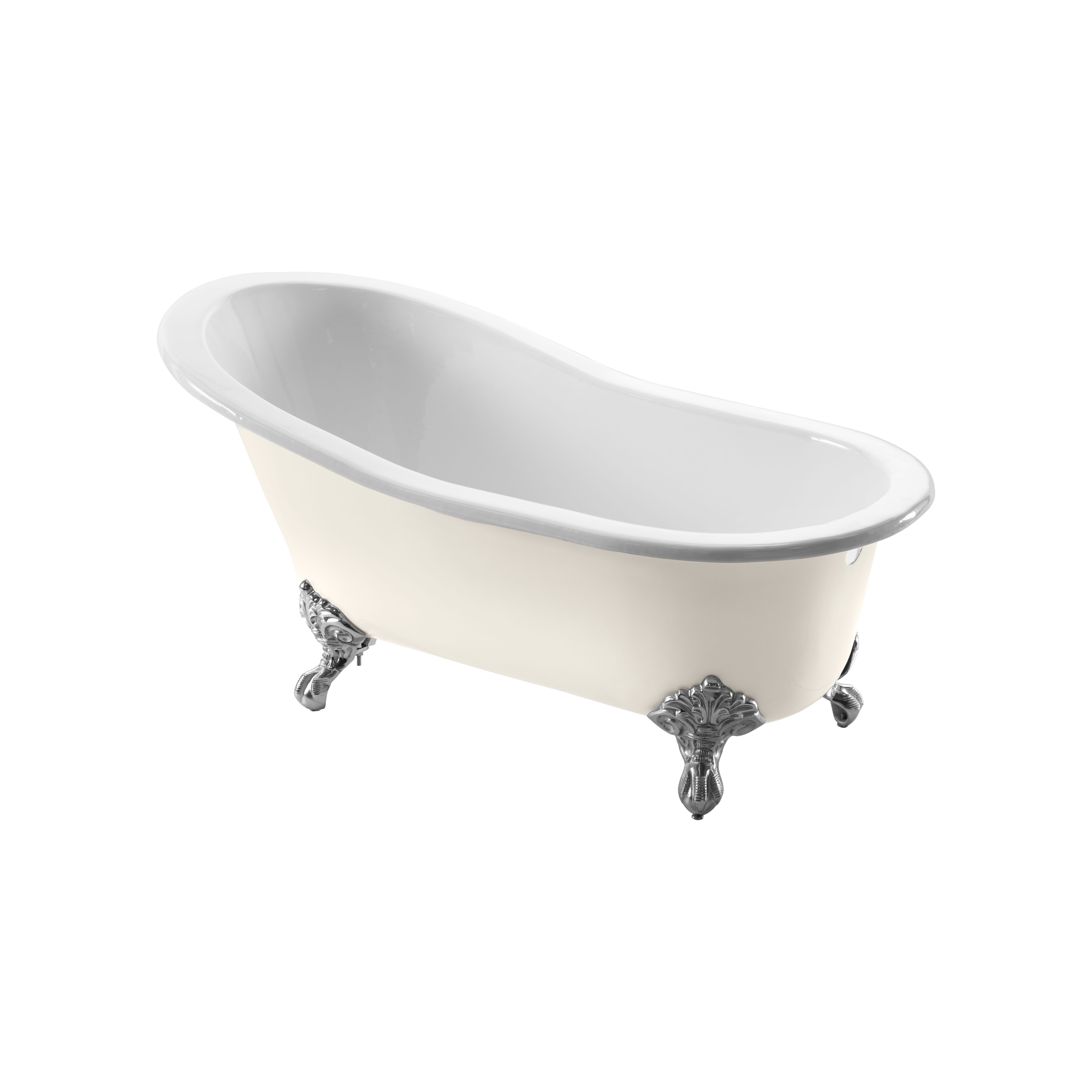 Arroll Bordeaux Gloss White Slipper Single ended Bath (L)170cm (W)78cm