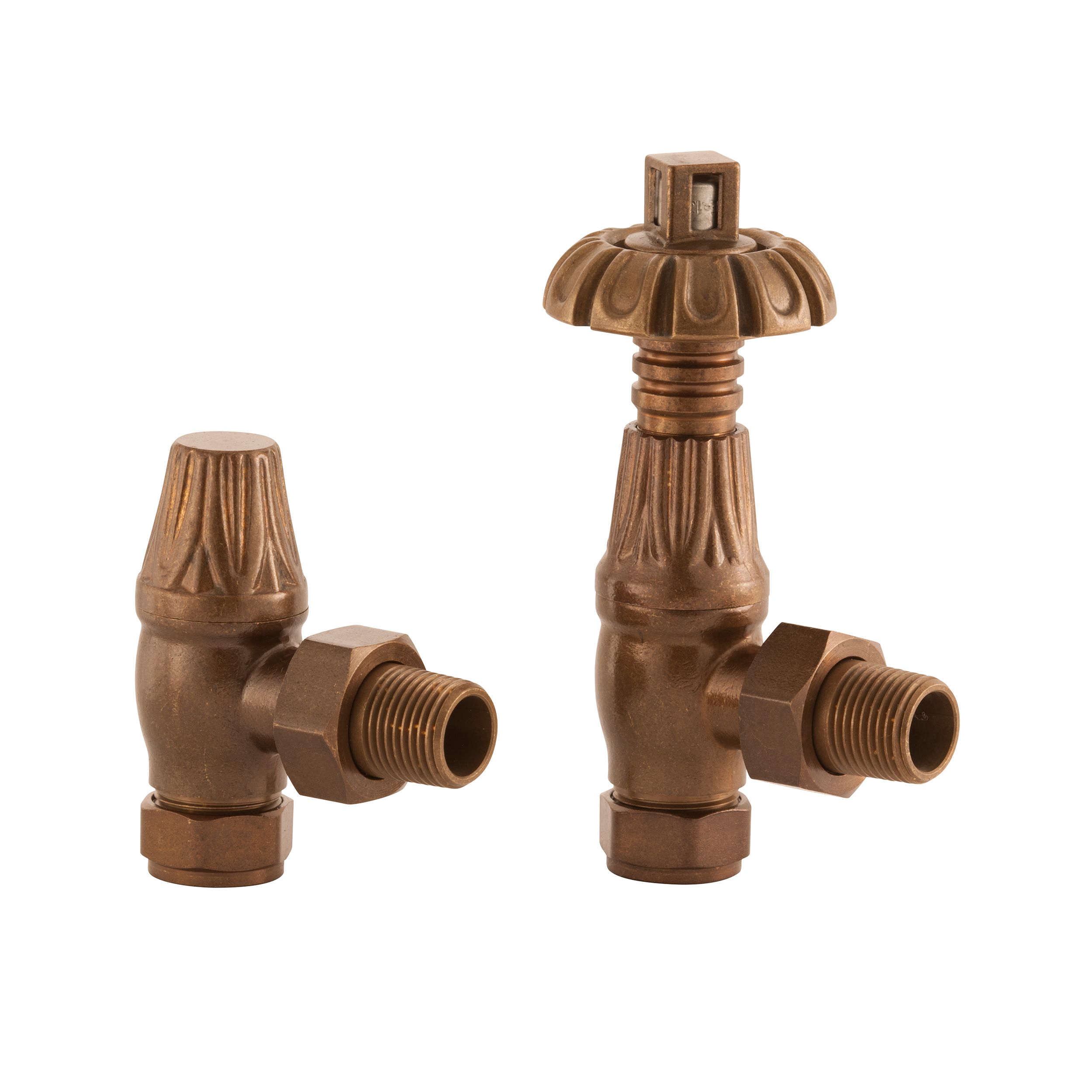 Arroll Copper effect Decorative head Straight Manual Radiator valve