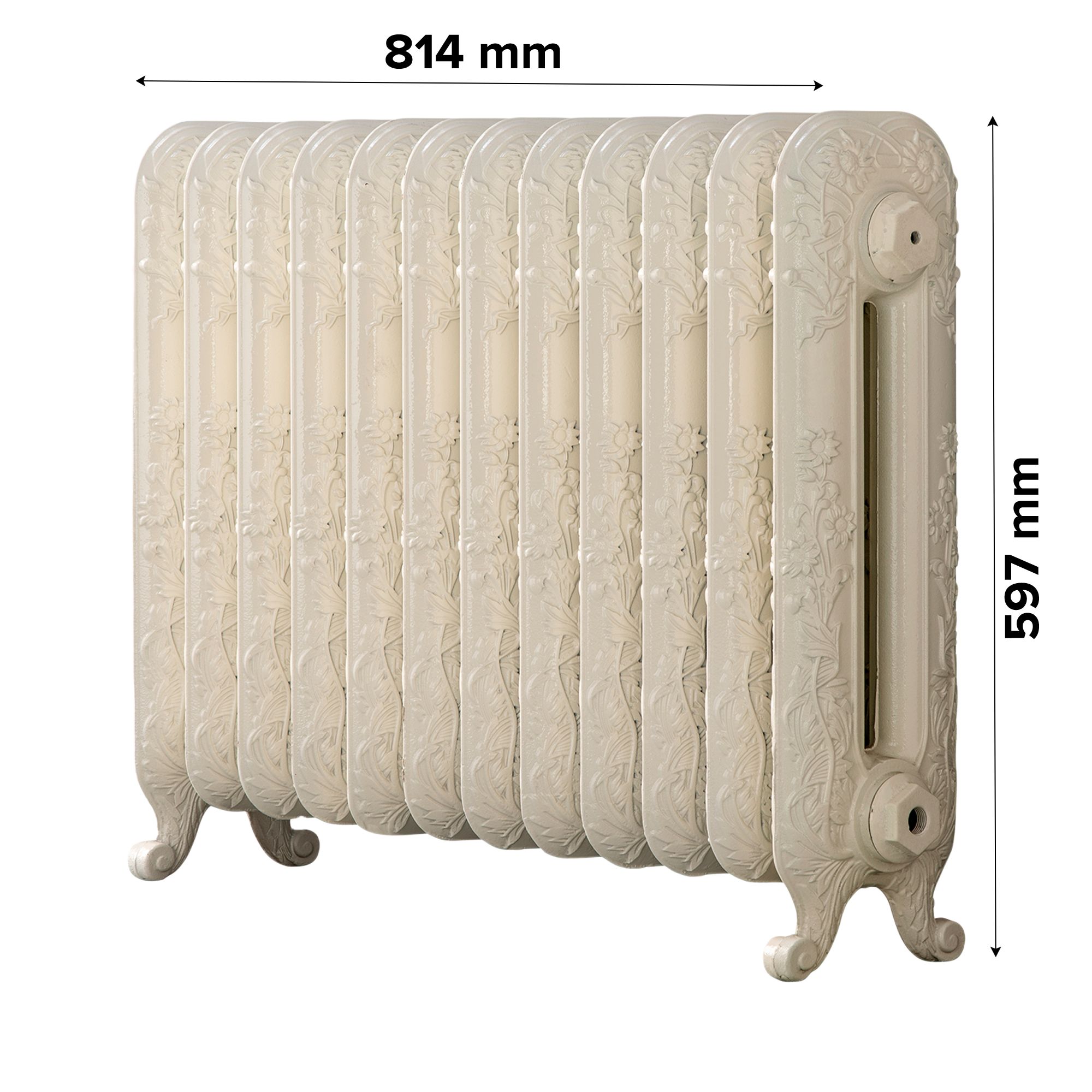 Arroll Daisy Cast iron Cream 12 Column Radiator, (W)814mm x (H)597mm