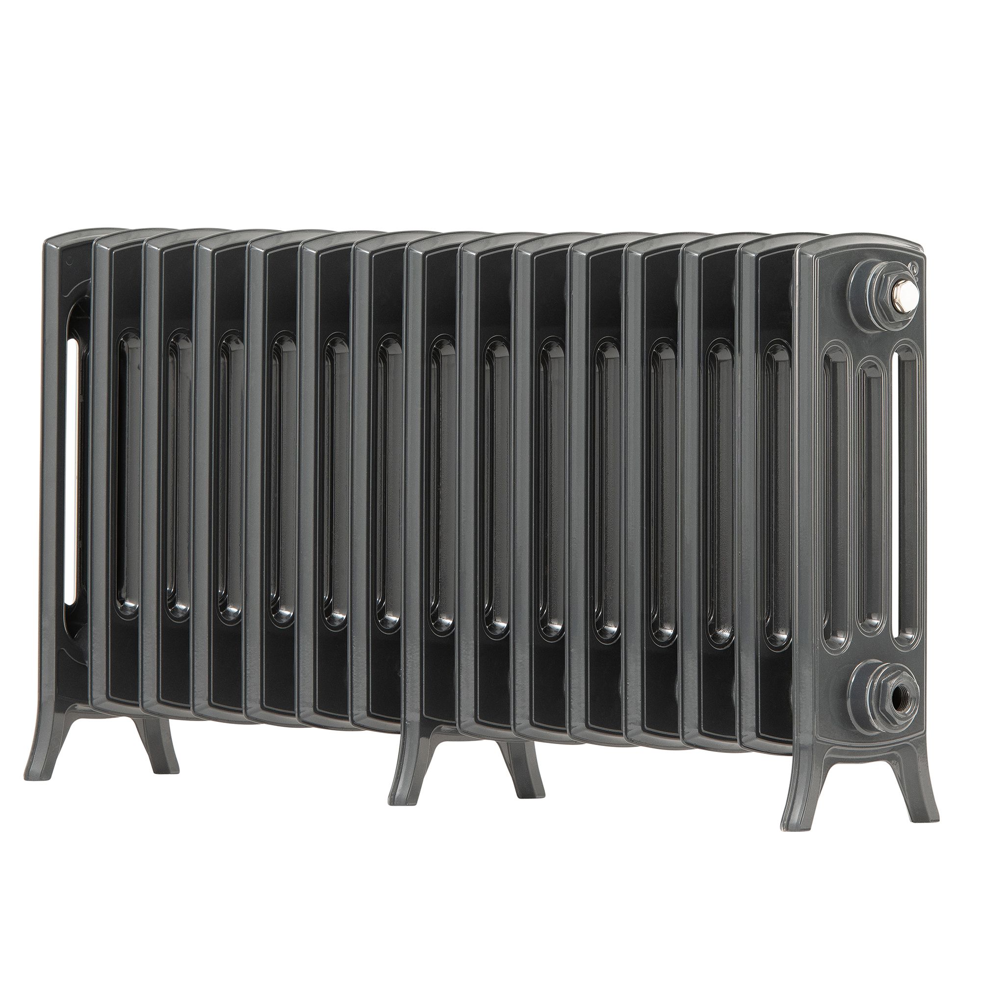 Arroll Edwardian Cast aluminium Anthracite Grey 15 Column Radiator, (W)906mm x (H)450mm