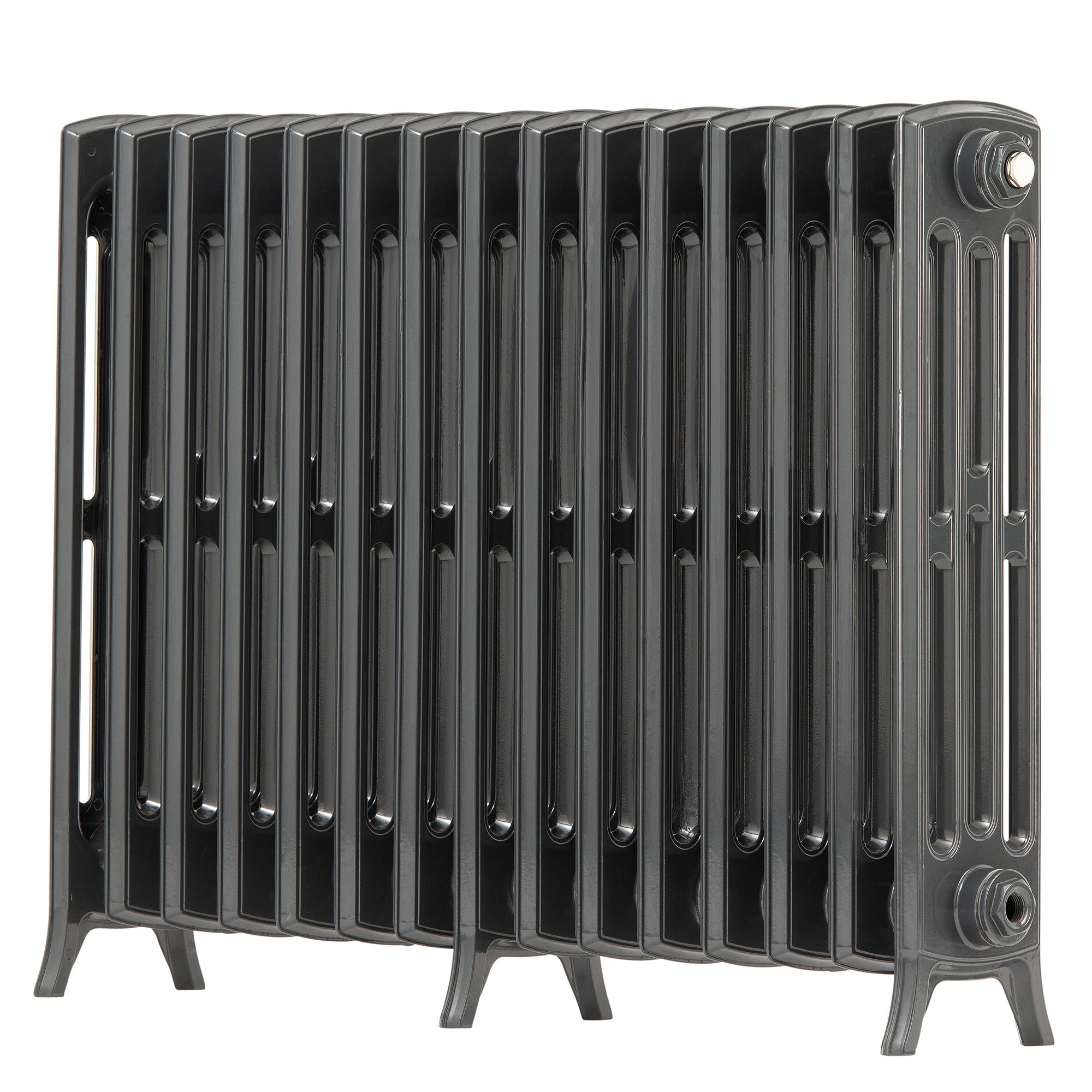 Arroll Edwardian Cast aluminium Anthracite Grey 15 Column Radiator, (W)906mm x (H)650mm