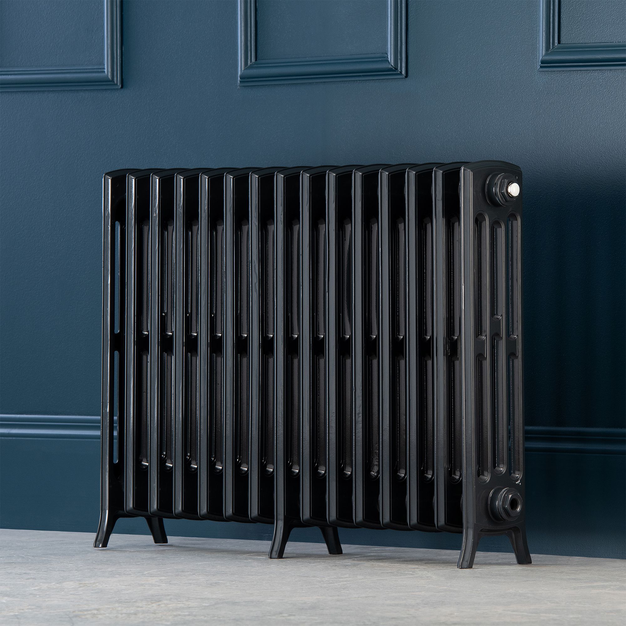 Arroll Edwardian Cast aluminium Anthracite Grey 15 Column Radiator, (W ...