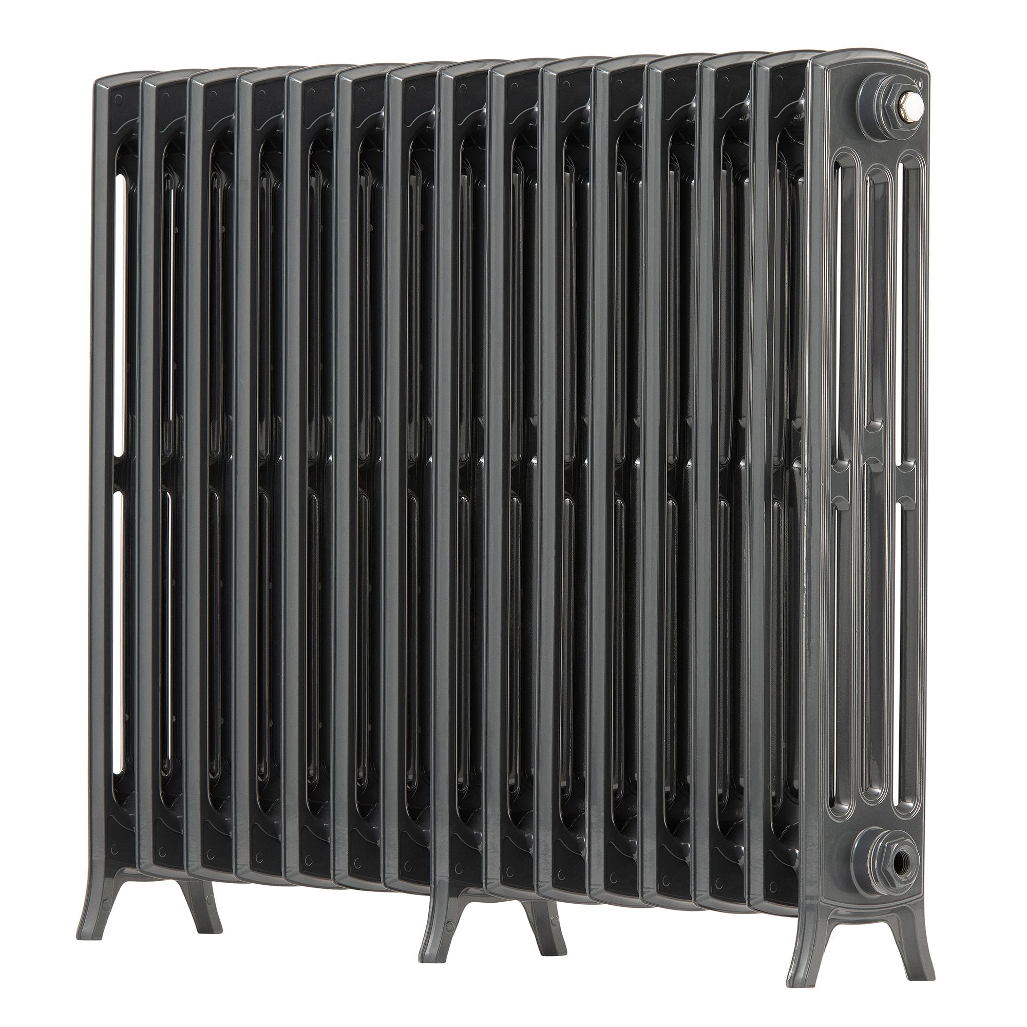 Arroll Edwardian Cast aluminium Anthracite Grey 15 Column Radiator, (W ...
