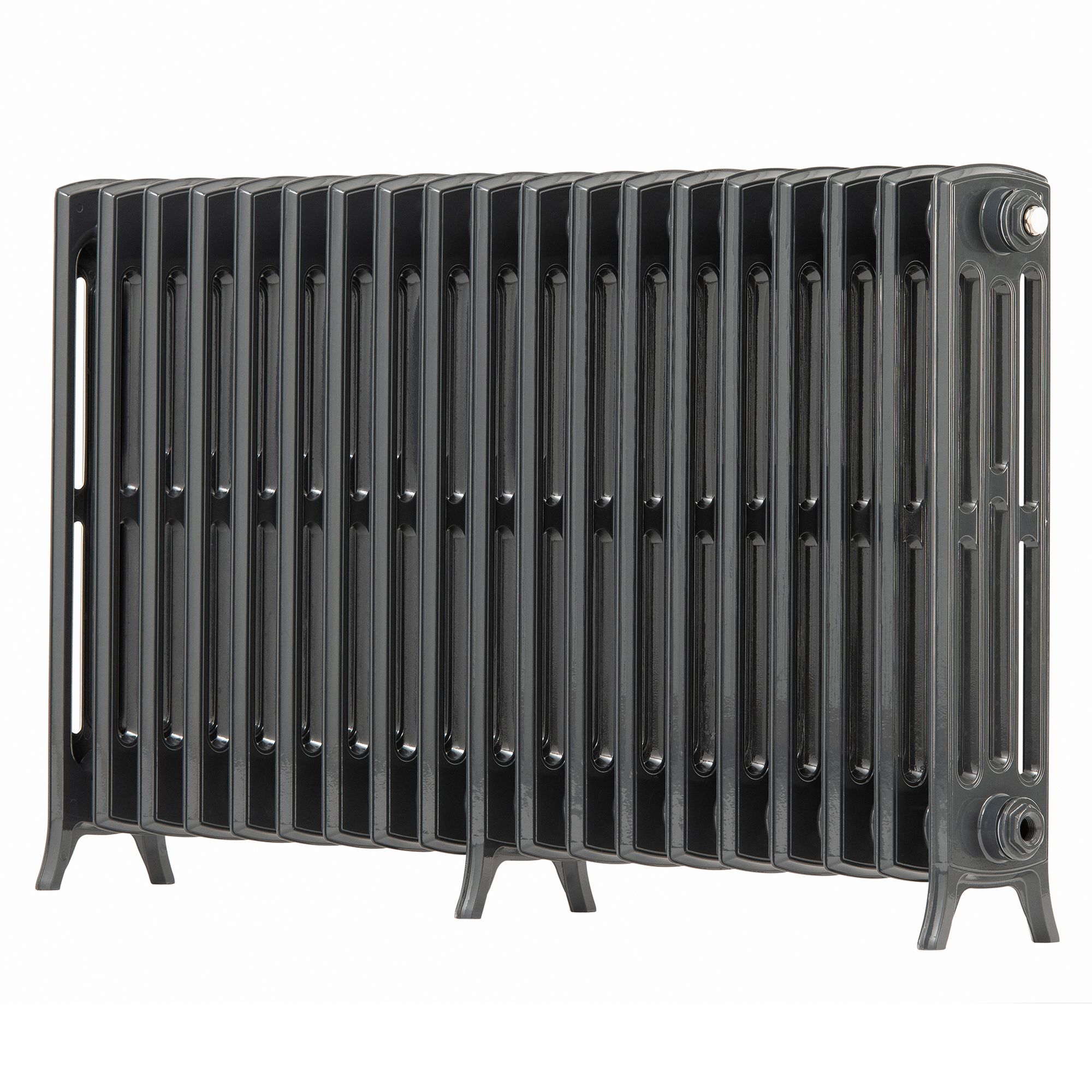 Arroll Edwardian Cast aluminium Anthracite Grey 19 Column Radiator, (W)1142mm x (H)650mm