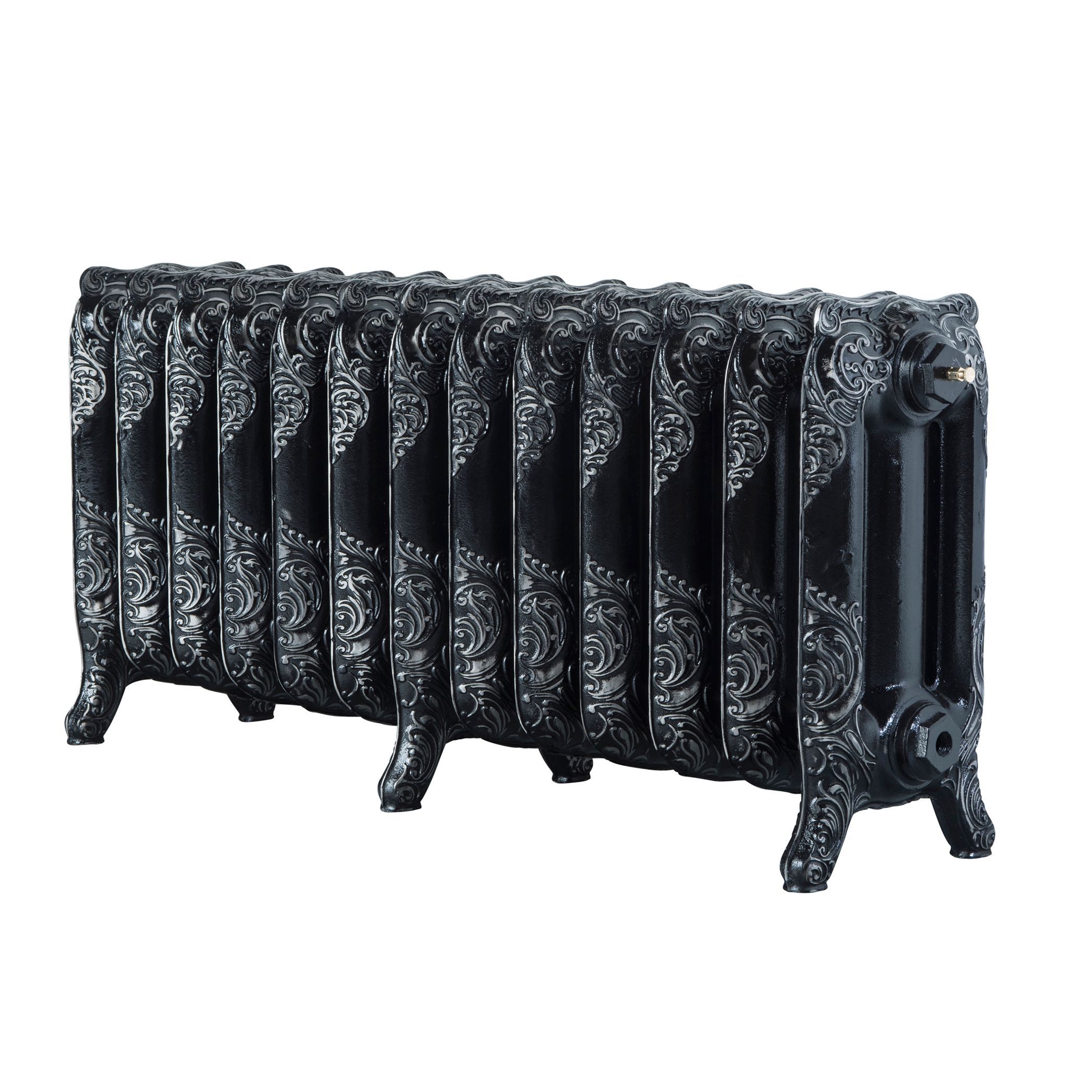 Arroll Montmartre Black & silver 3 Column Radiator, (W)1074mm x (H)470mm