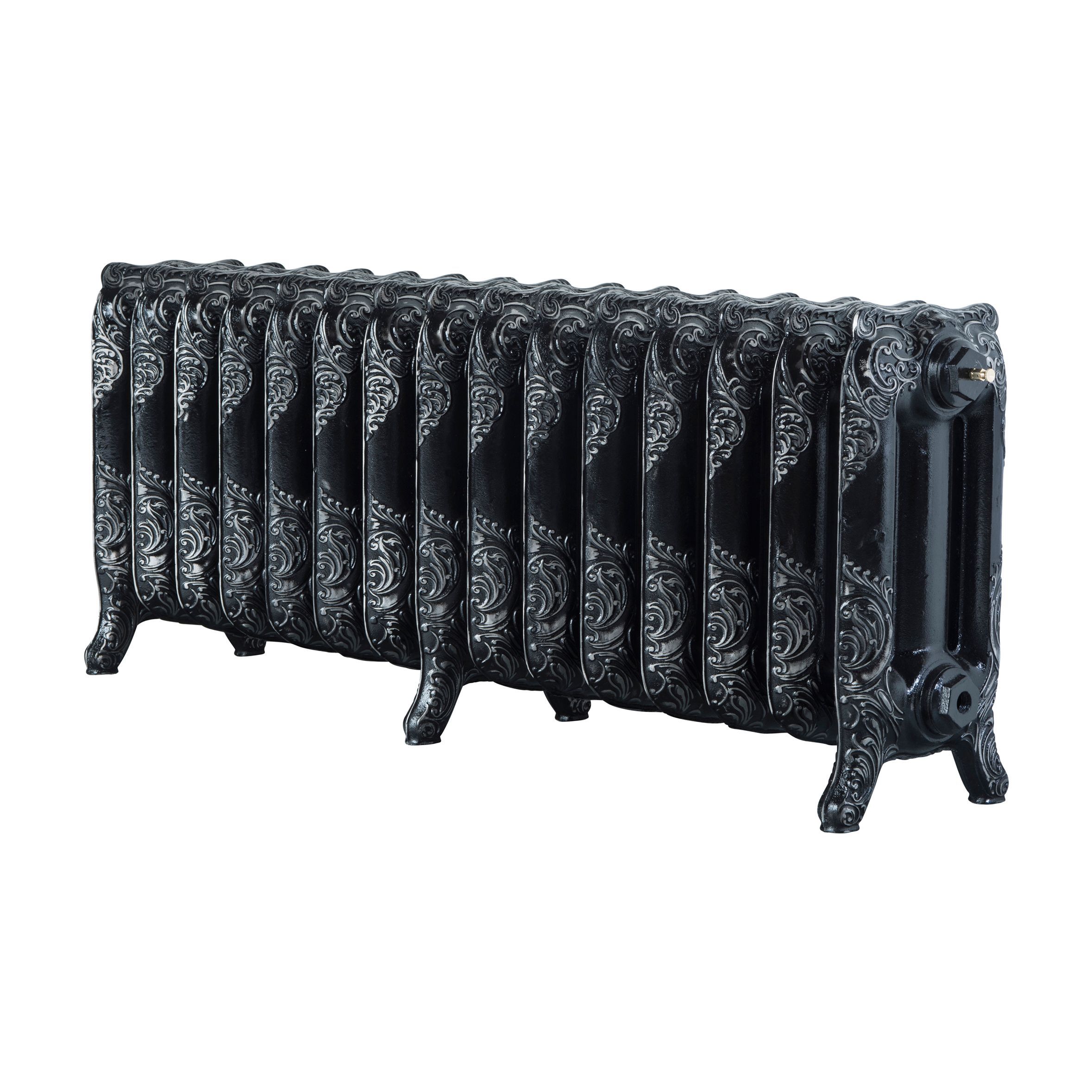 Arroll Montmartre Black & silver 3 Column Radiator, (W)1234mm x (H)470mm