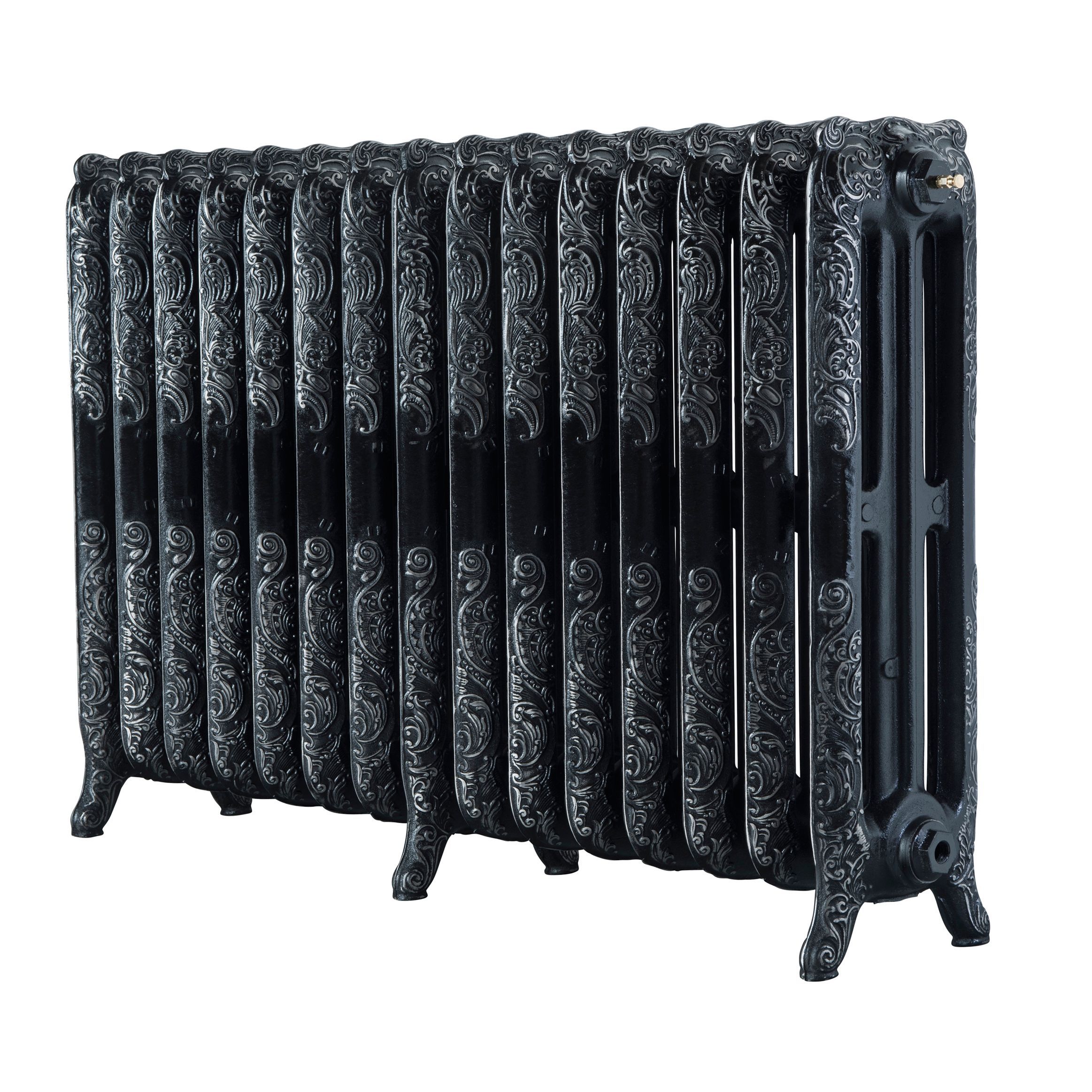 Arroll Montmartre Black & silver 3 Column Radiator, (W)1234mm x (H)760mm