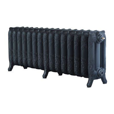 Arroll Montmartre Flat panel Black primer 3 Column Radiator, (W)1234mm x (H)470mm