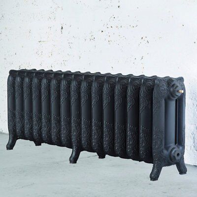 Arroll Montmartre Flat panel Black primer 3 Column Radiator, (W)1234mm x (H)470mm