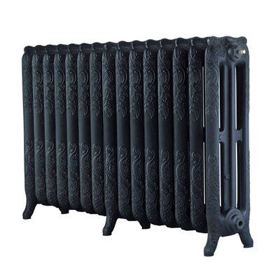 Arroll Montmartre Flat panel Black primer 3 Column Radiator, (W)1234mm x (H)760mm