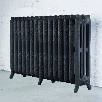 Arroll Montmartre Flat panel Black primer 3 Column Radiator, (W)1234mm x (H)760mm