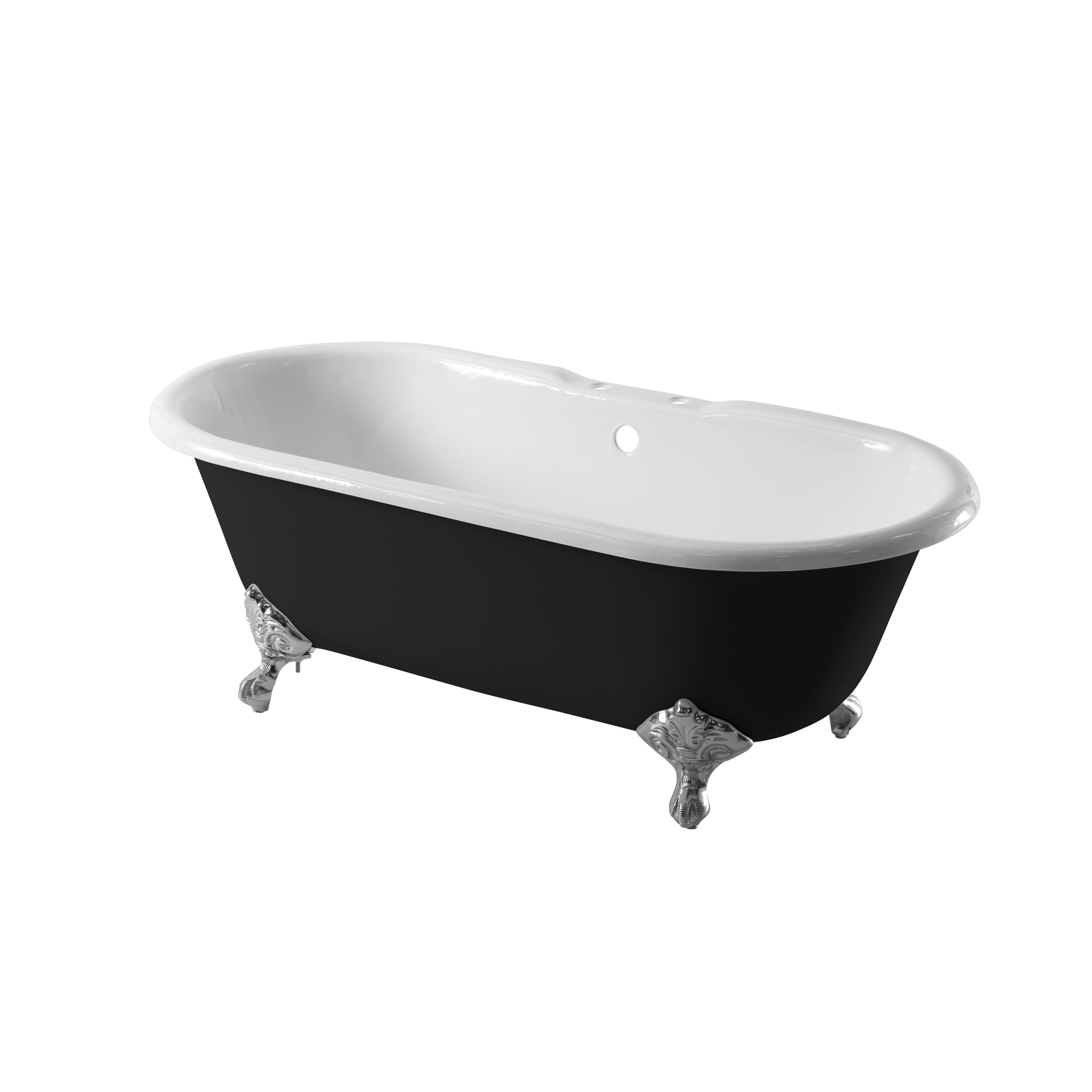 Arroll Moulin Gloss Black Roll-top Double ended Bath (L)170cm (W)77cm