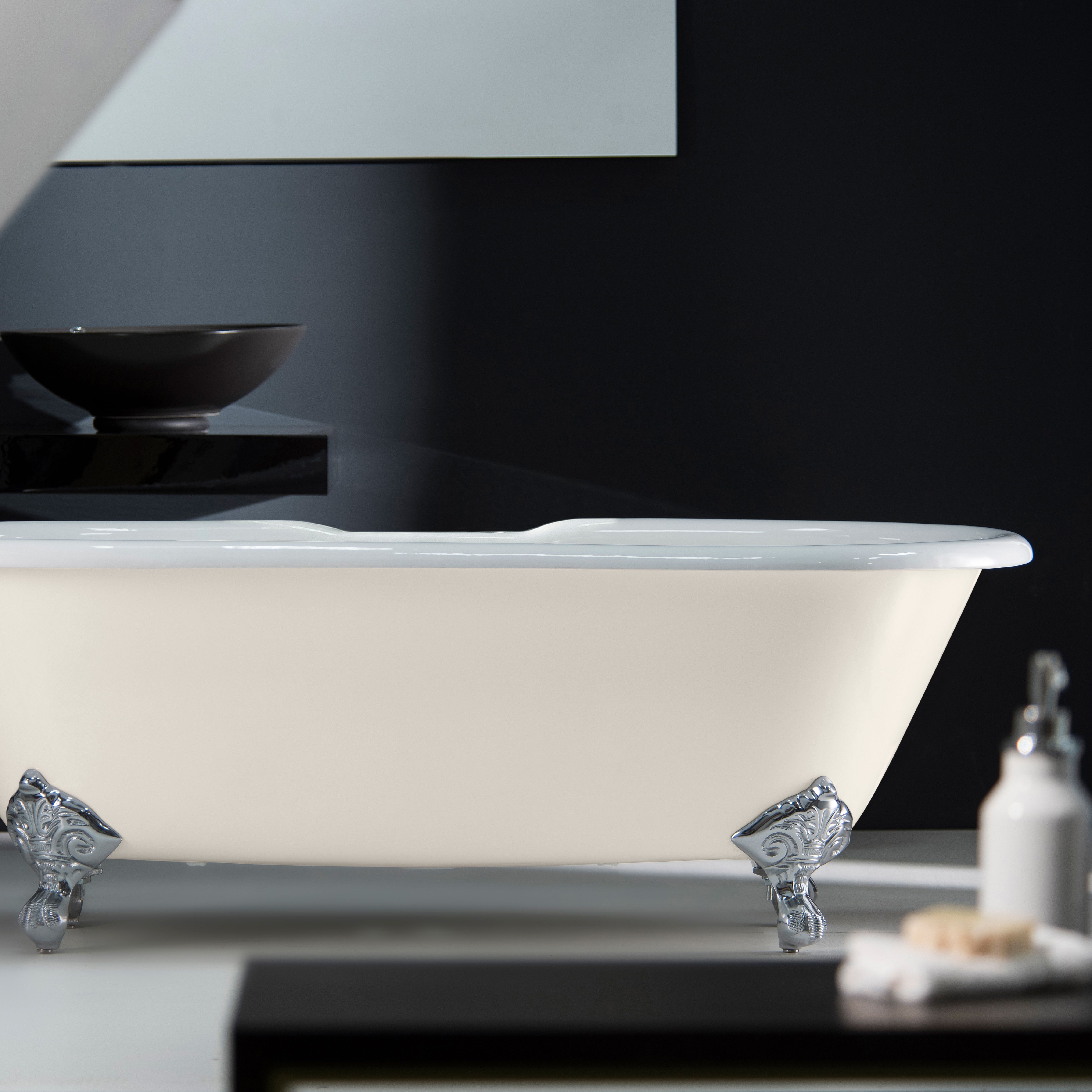Arroll Moulin Gloss White Roll-top Double ended Bath & with claw bath feet (L)170cm (W)77cm