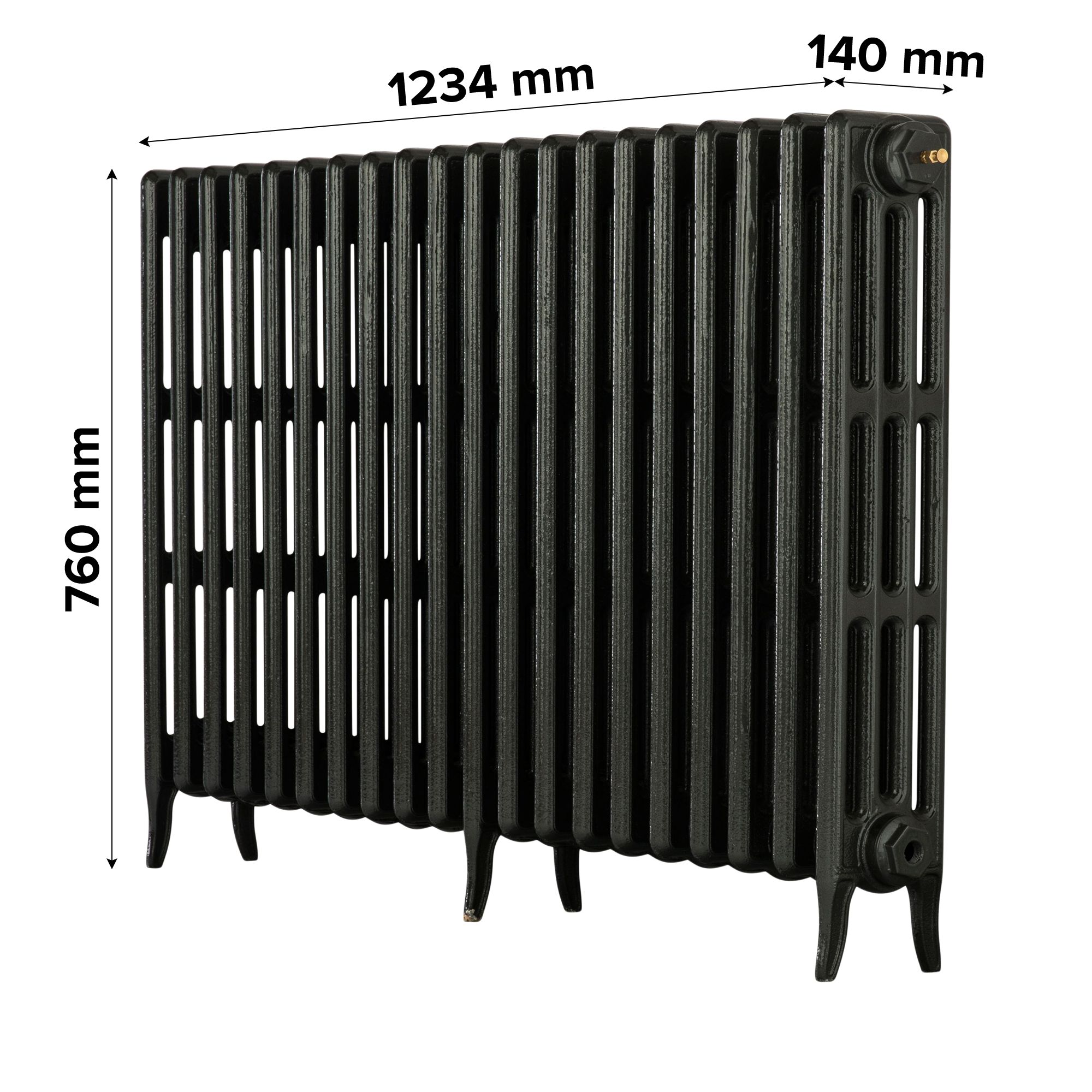 Arroll Neo-Classic Anthracite 4 Column Radiator, (W)1234mm x (H)760mm