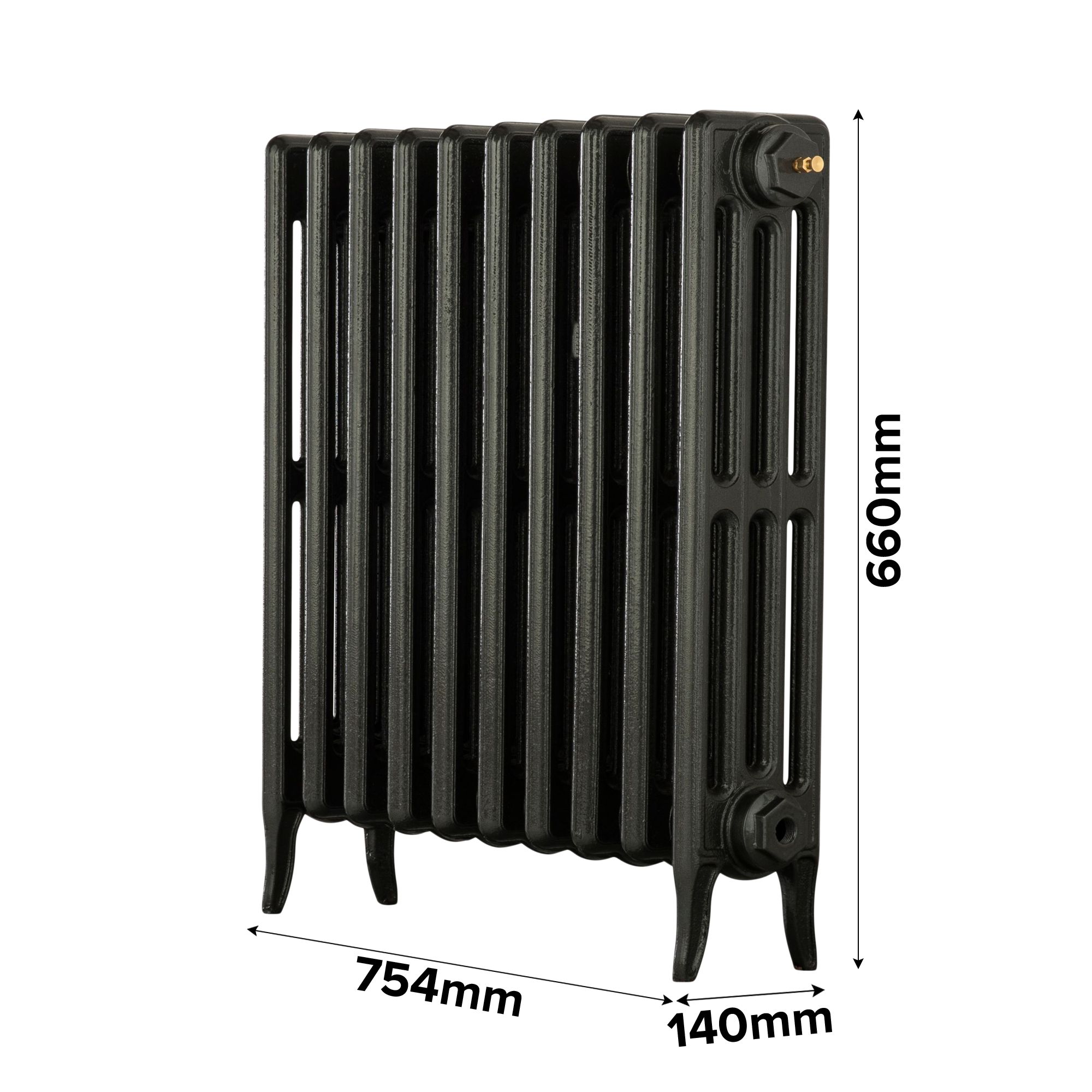 Arroll Neo-Classic Anthracite 4 Column Radiator, (W)754mm x (H)660mm