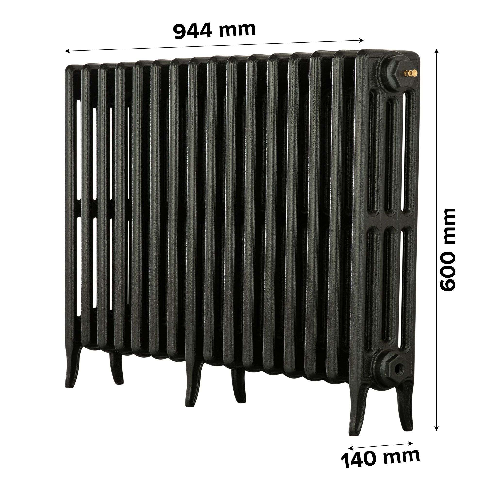 Arroll Neo-Classic Anthracite 4 Column Radiator, (W)874mm x (H)660mm