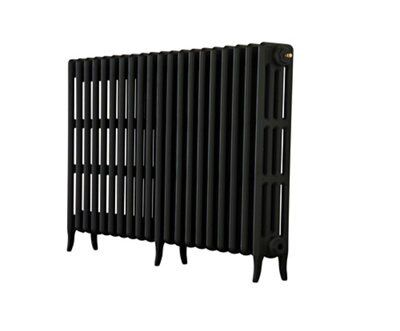 Arroll Neo-Classic Black primer 4 Column Radiator, (W)1114mm x (H)760mm