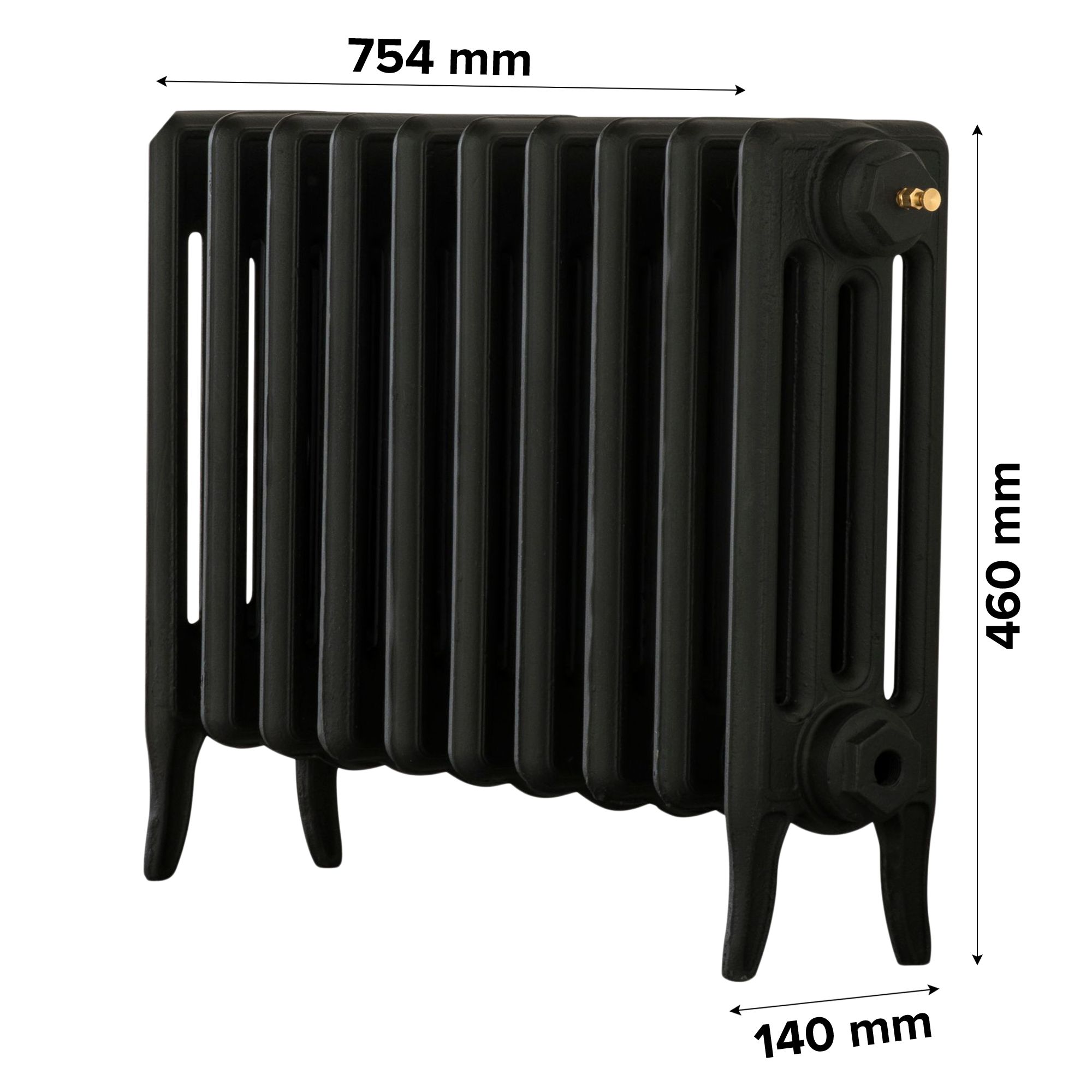 Arroll Neo-Classic Black primer 4 Column Radiator, (W)754mm x (H)460mm
