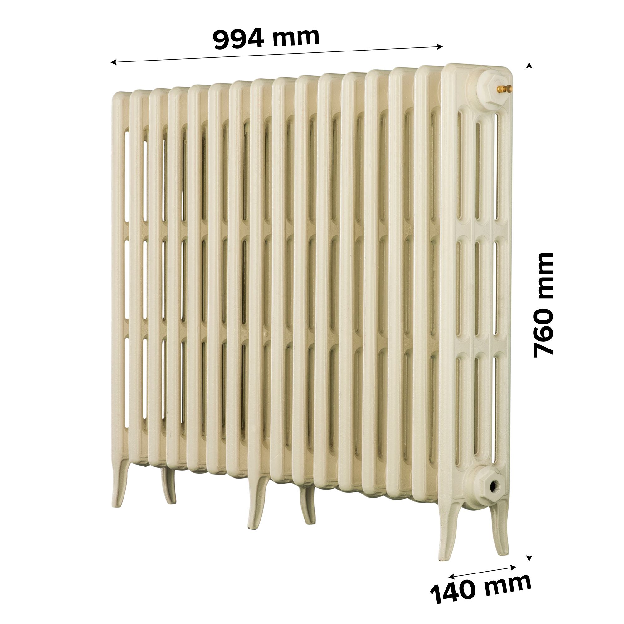 Arroll Neo-Classic Cream 4 Column Radiator, (W)994mm x (H)760mm