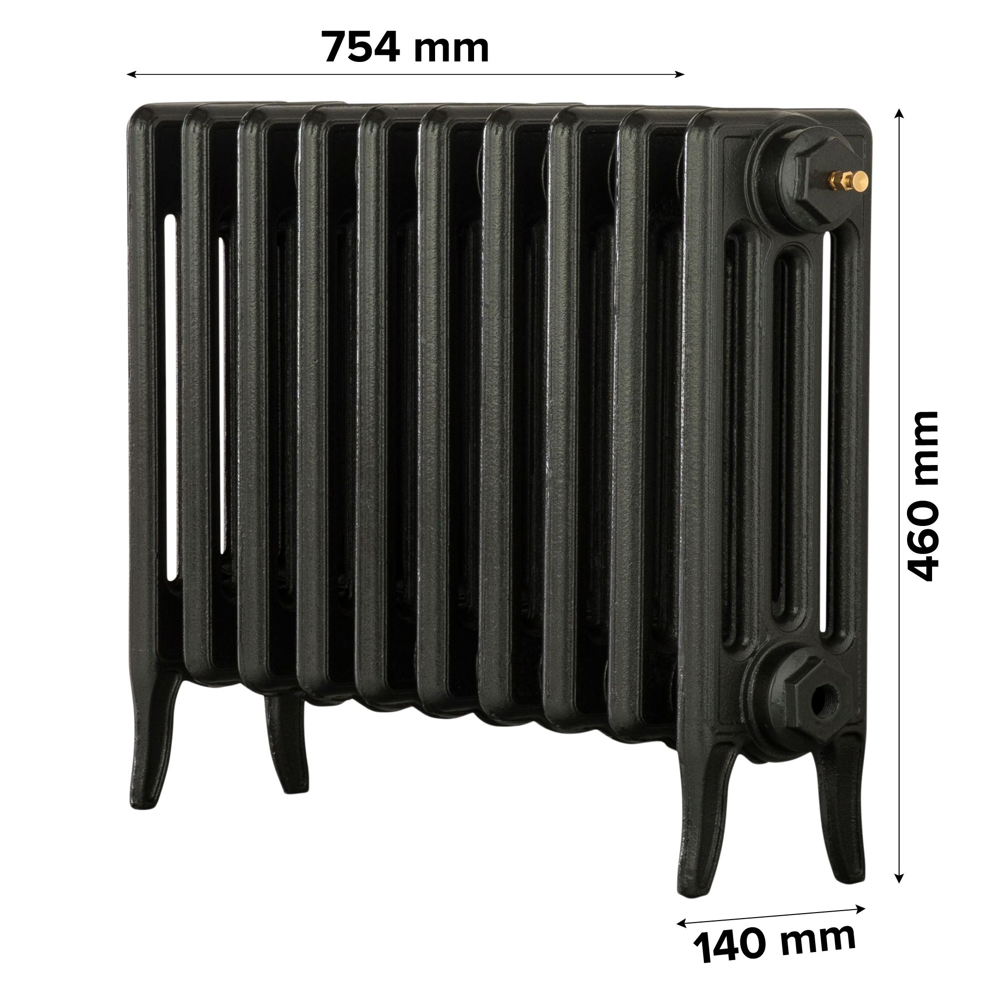Arroll Neo-Classic Pewter 4 Column Radiator, (W)754mm x (H)460mm