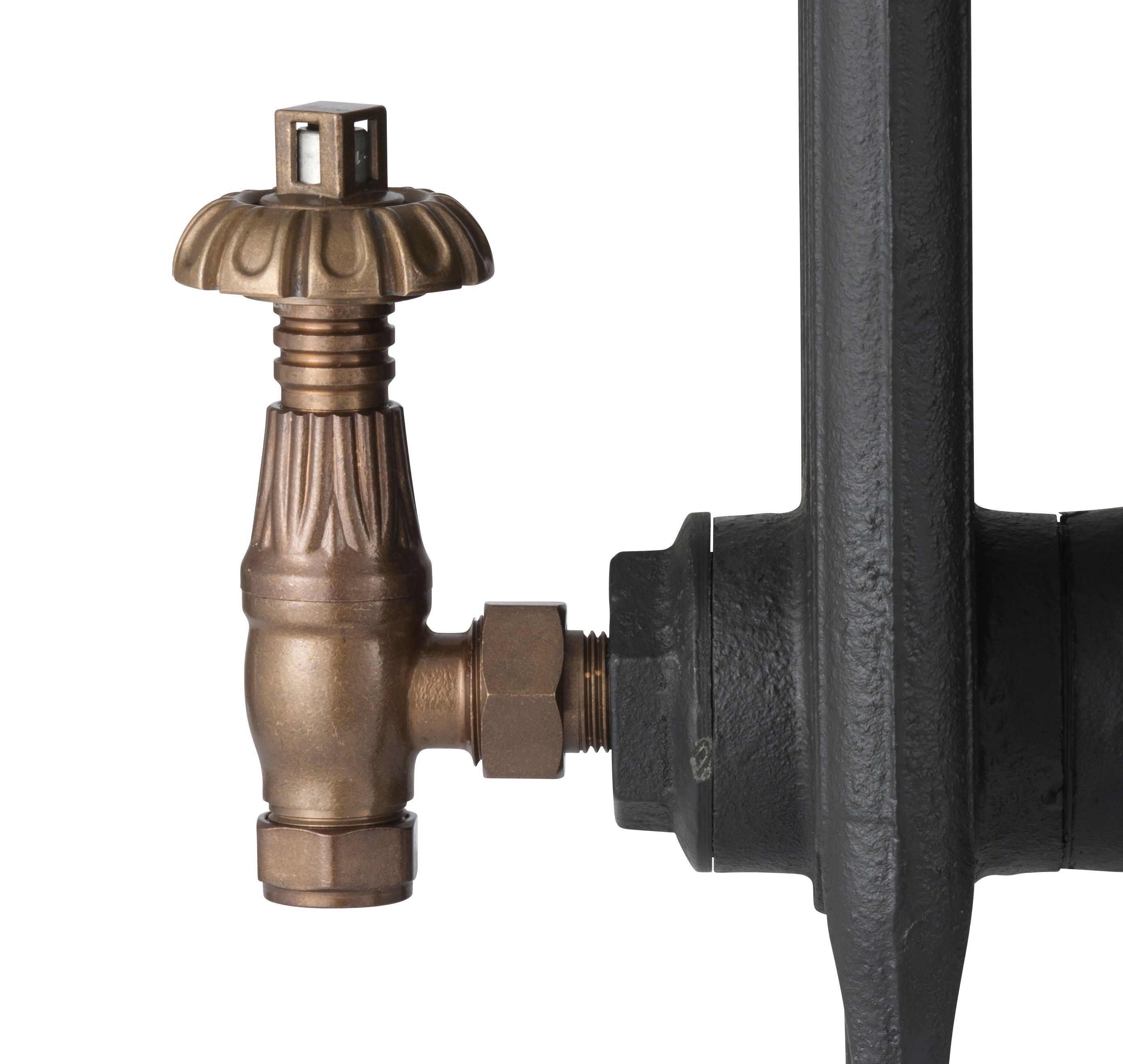 Arroll UK18 Antique brass Angled Thermostatic Radiator valve