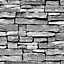 Arrou Grey Brick Stone effect Smooth Wallpaper Sample