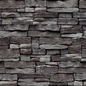 Arrou Slate Brick Stone effect Smooth Wallpaper Sample