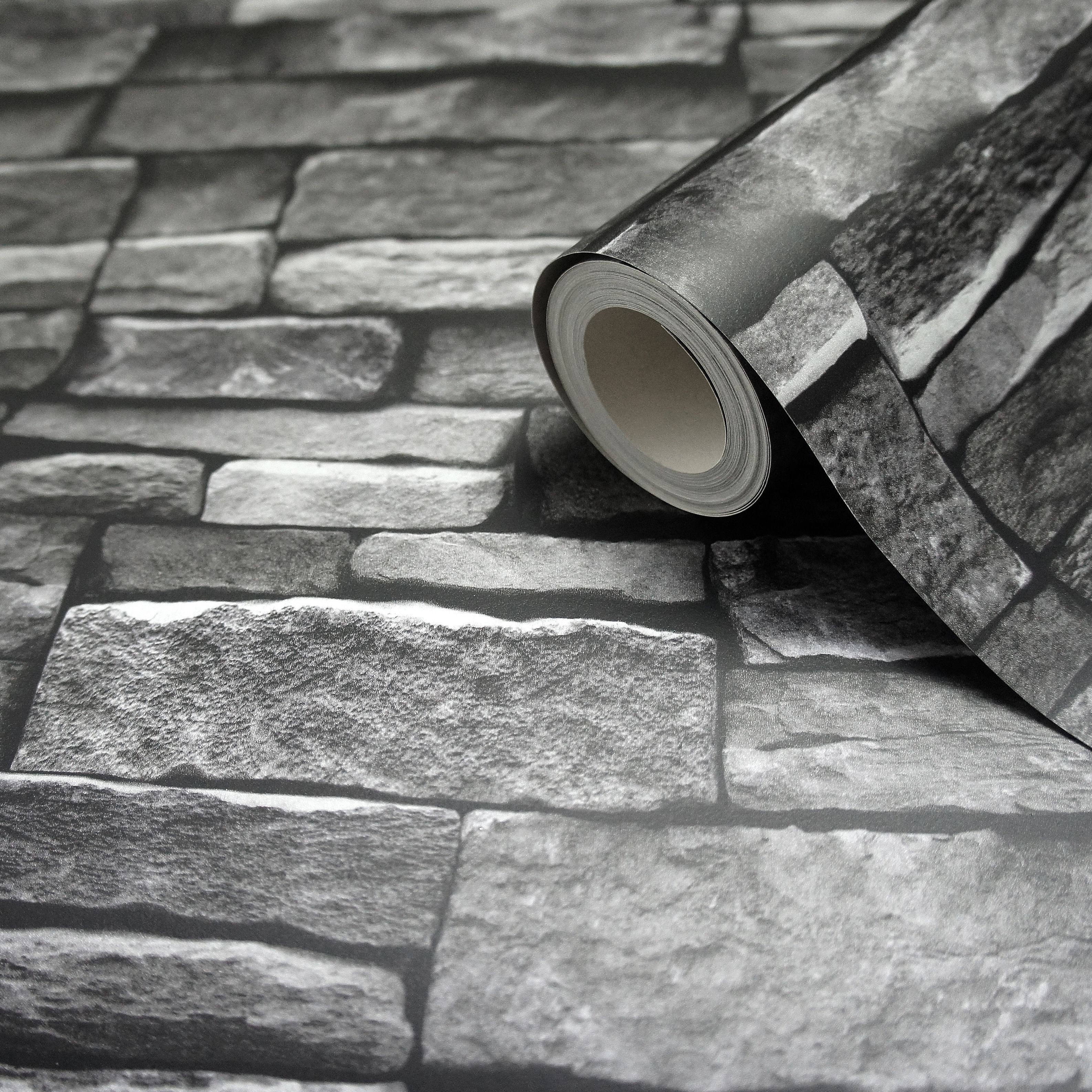 Arrou Slate Stone effect Smooth Wallpaper