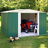 Arrow Greenvale 10x8 Apex Green & white Metal Shed with floor