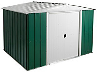 Arrow Greenvale 10x8 ft Apex Green & white Metal 2 door Shed with floor - Assembly service included
