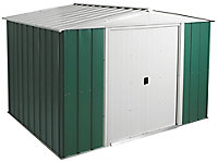 Arrow Greenvale 10x8 ft Apex Green & white Metal 2 door Shed with floor