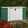 Arrow Greenvale 6x3 ft Pent Green & white Metal 2 door Shed with floor - Assembly service included