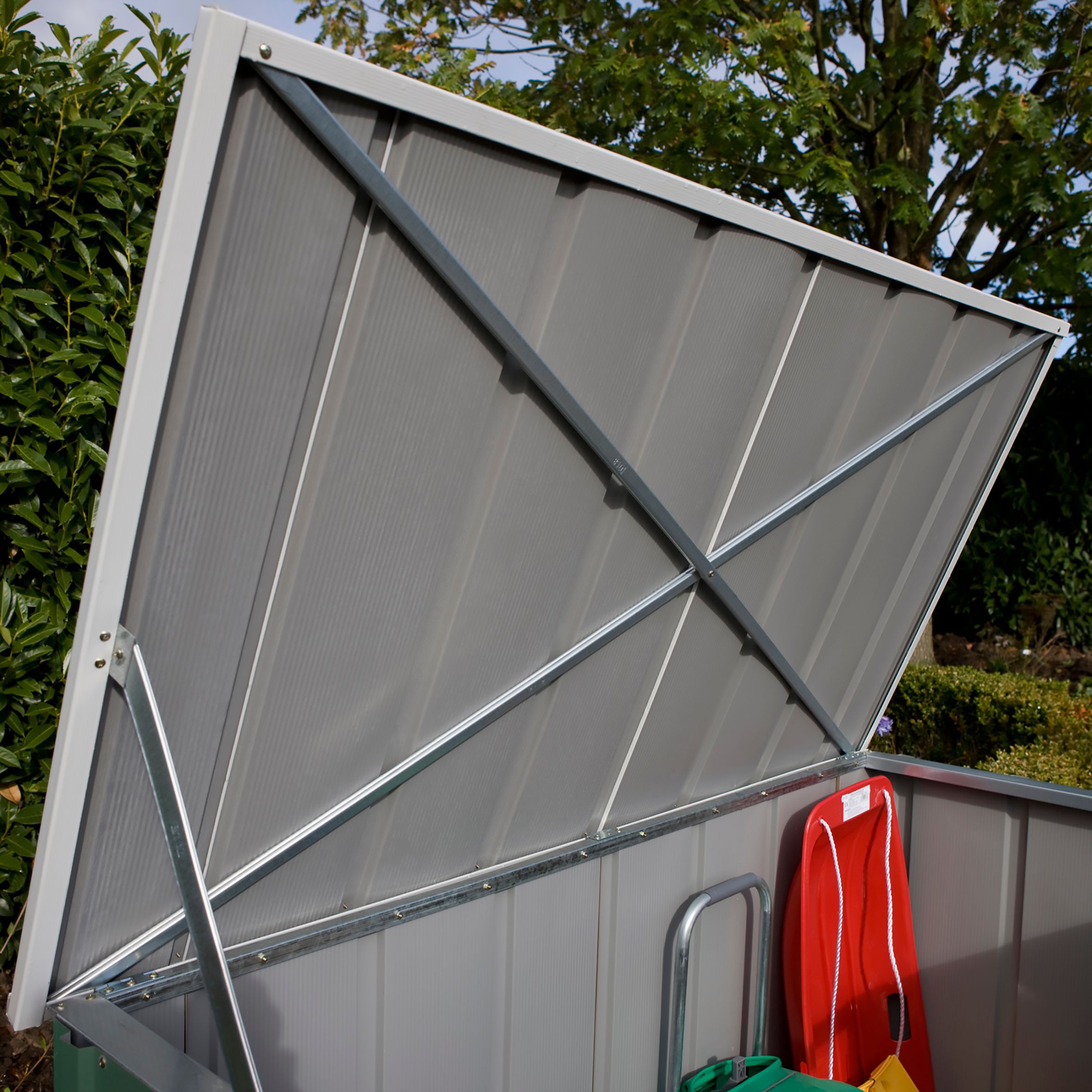 Arrow Greenvale 6x3 ft Pent Green & white Metal 2 door Shed with floor - Assembly service included