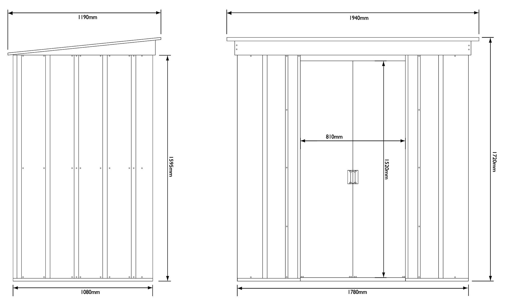 Arrow Greenvale 6x4 ft Pent Green & white Metal 2 door Shed with floor