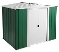 Arrow Greenvale 8x6 ft Apex Green & white Metal 2 door Shed with floor - Assembly service included
