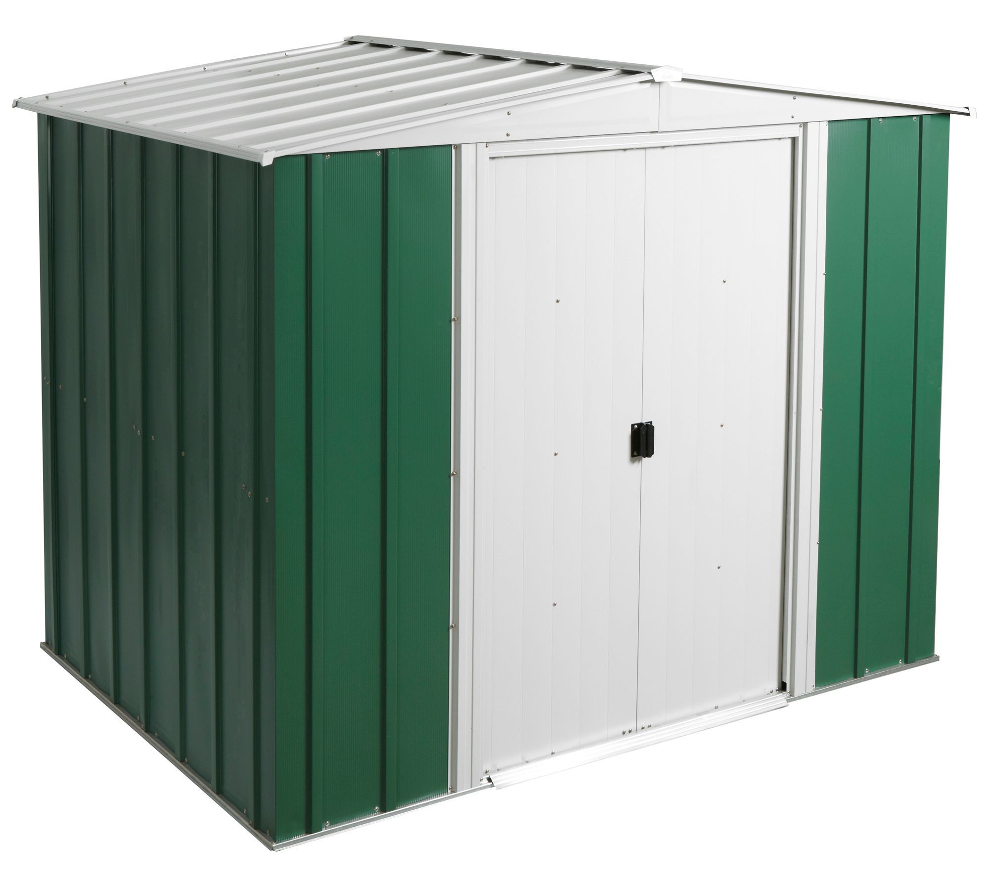 Arrow Greenvale 8x6 ft Apex Green & white Metal 2 door Shed with floor - Assembly service included